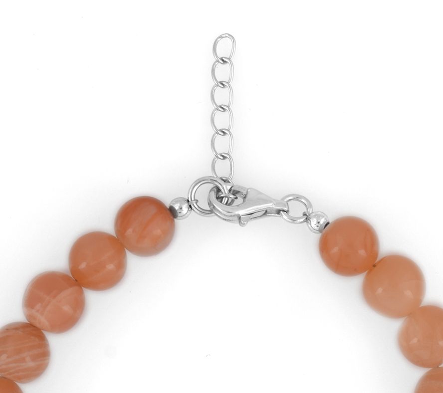 Sterling Silver Pink Moonstone Bead Bracelet