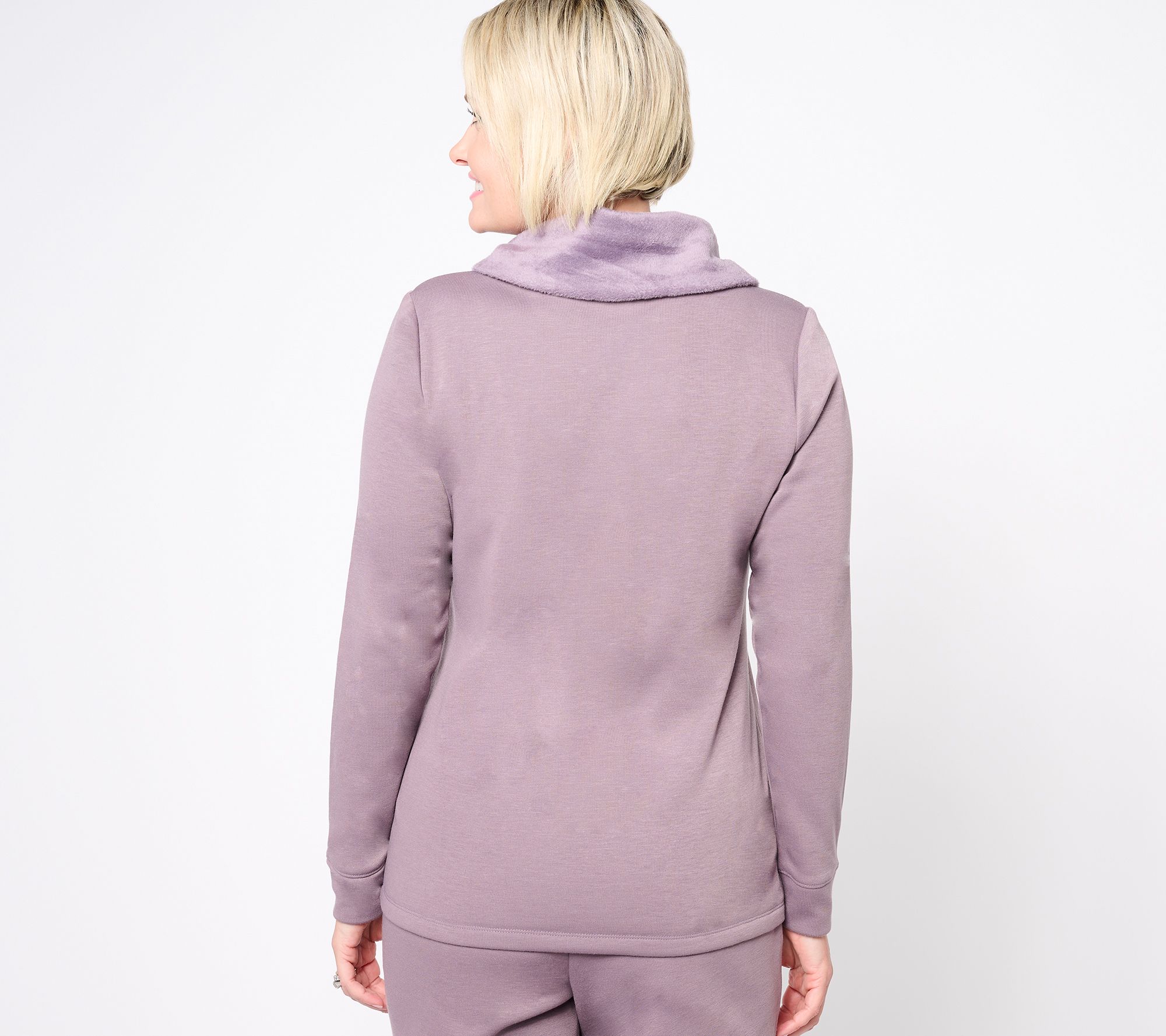 AnyBody Lounge Faux Fur Fleece Shawl Collar Top