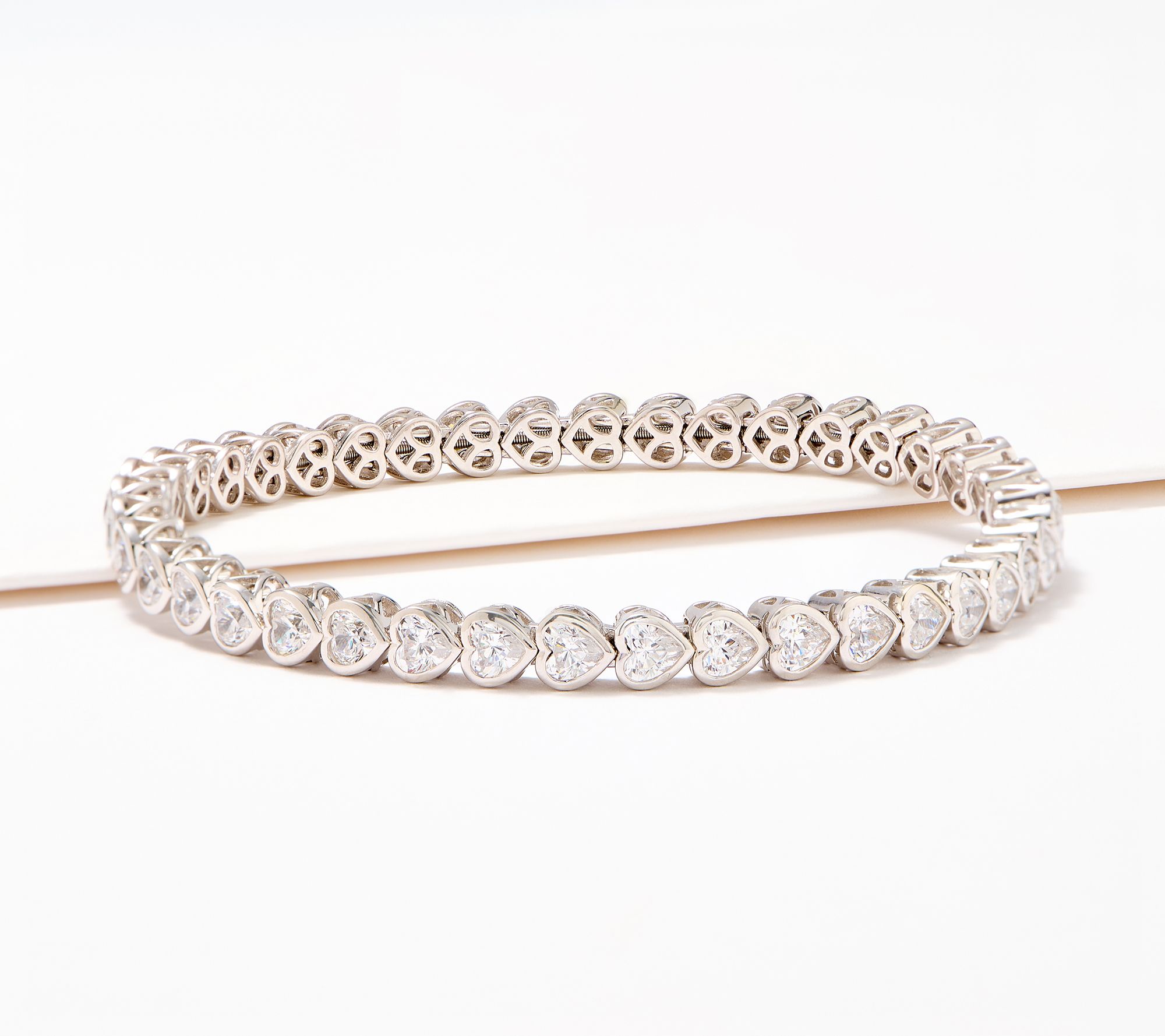 Diamonique x Jennifer Miller Heart Bezel Stretch Bracelet, Sterl