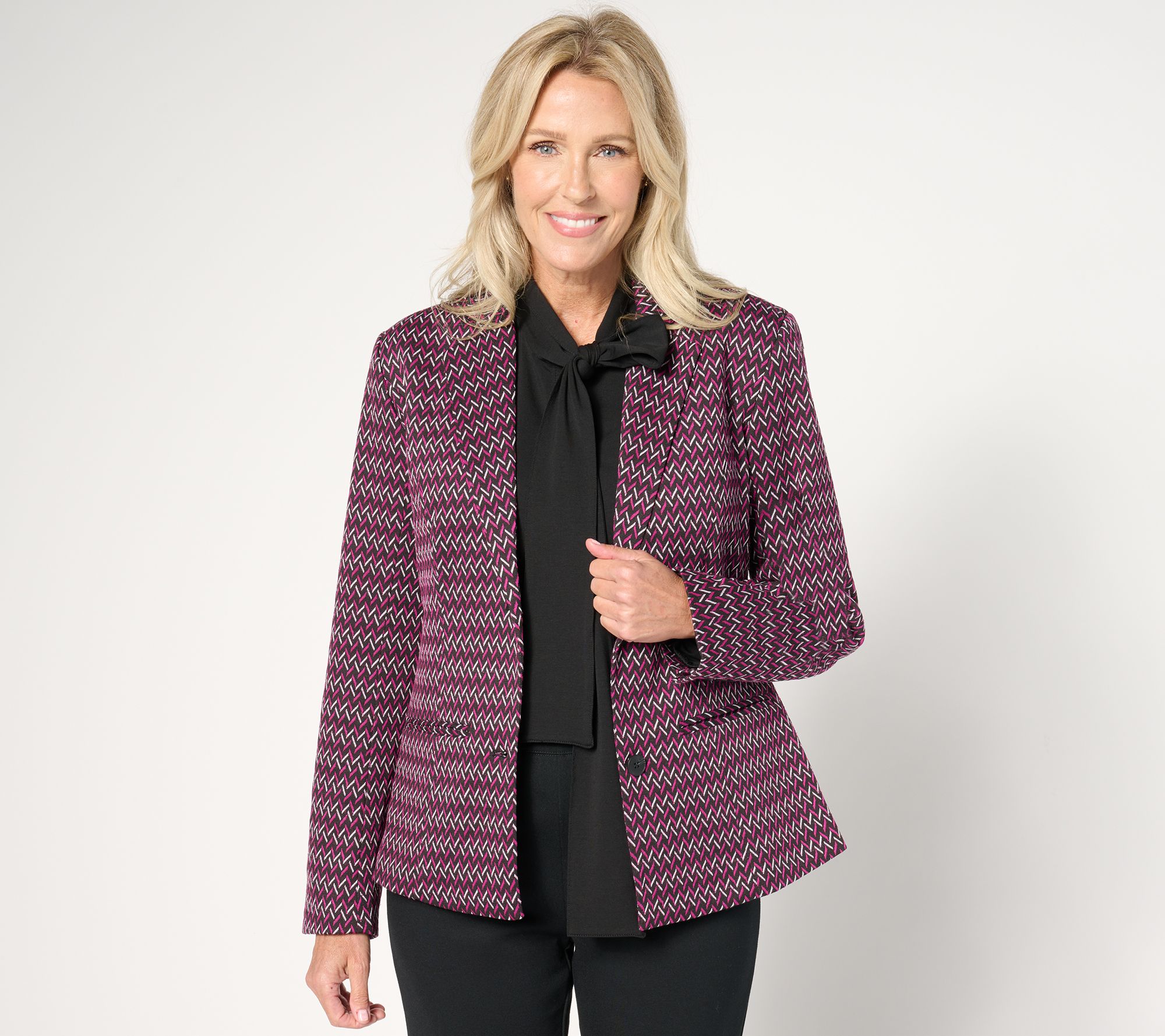 by Stacy London Patterned Knit Jacquard Blazer
