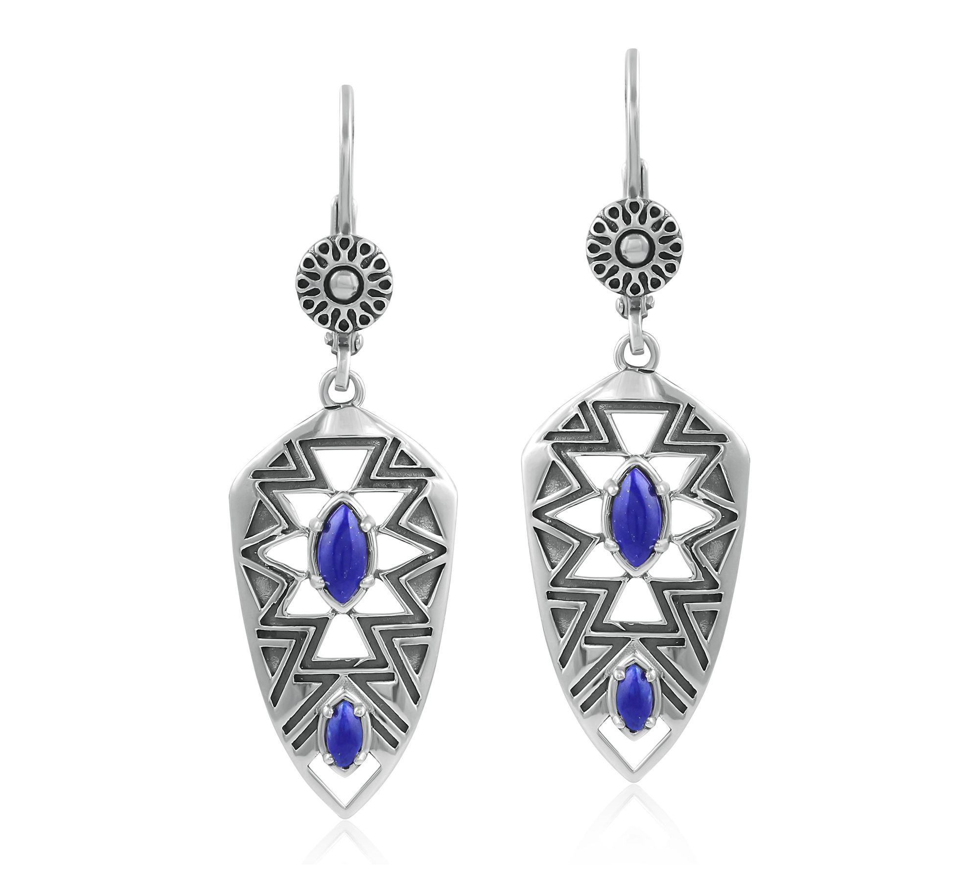 American West Sterling Patterned & Gemstone Dangle Earrings