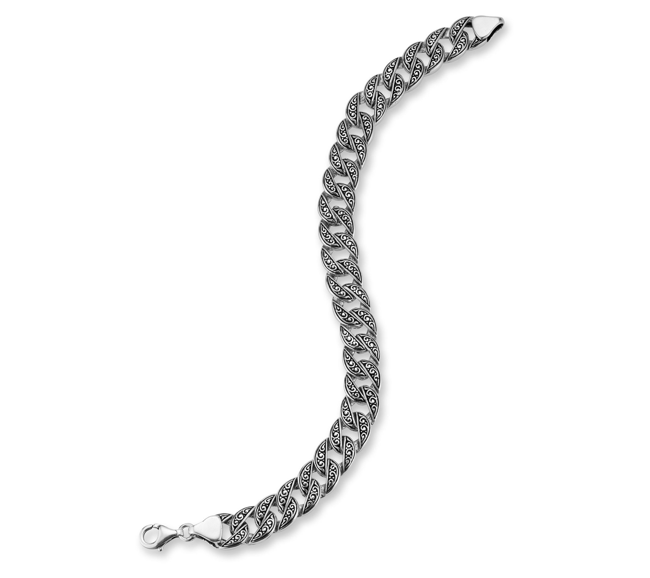 Yield of Men Sterling Silver Triple Etched CurbBracelet