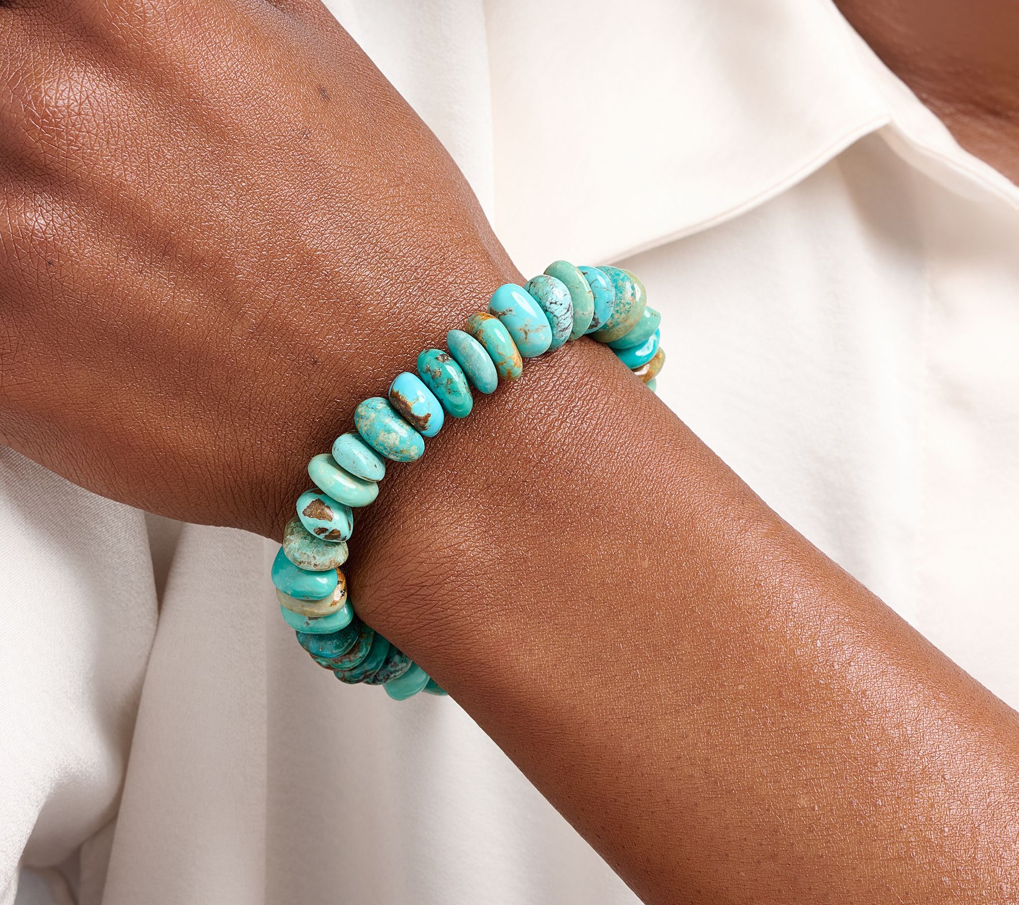 American West Shades of Blue Turquoise Stretch Bracelet