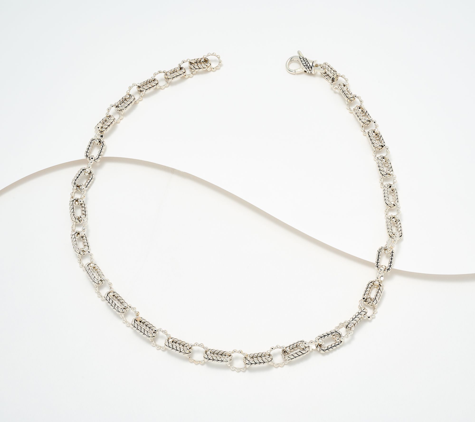 JAI Sterling Silver Hammered Bead Bold Link 18