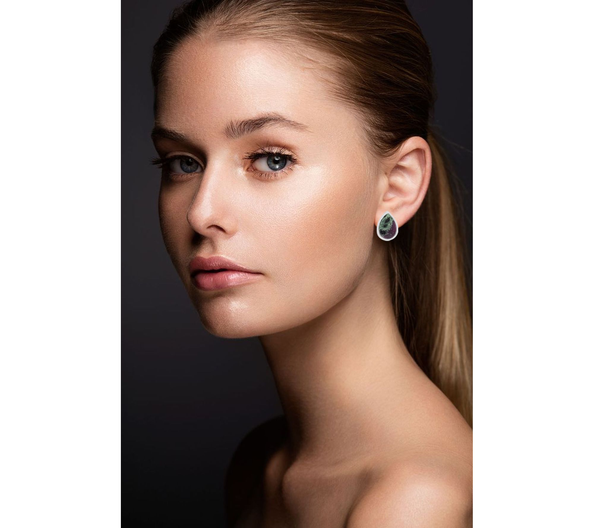 Affinity Gems Ruby Zoisite Stud Earrings, Sterling Silver