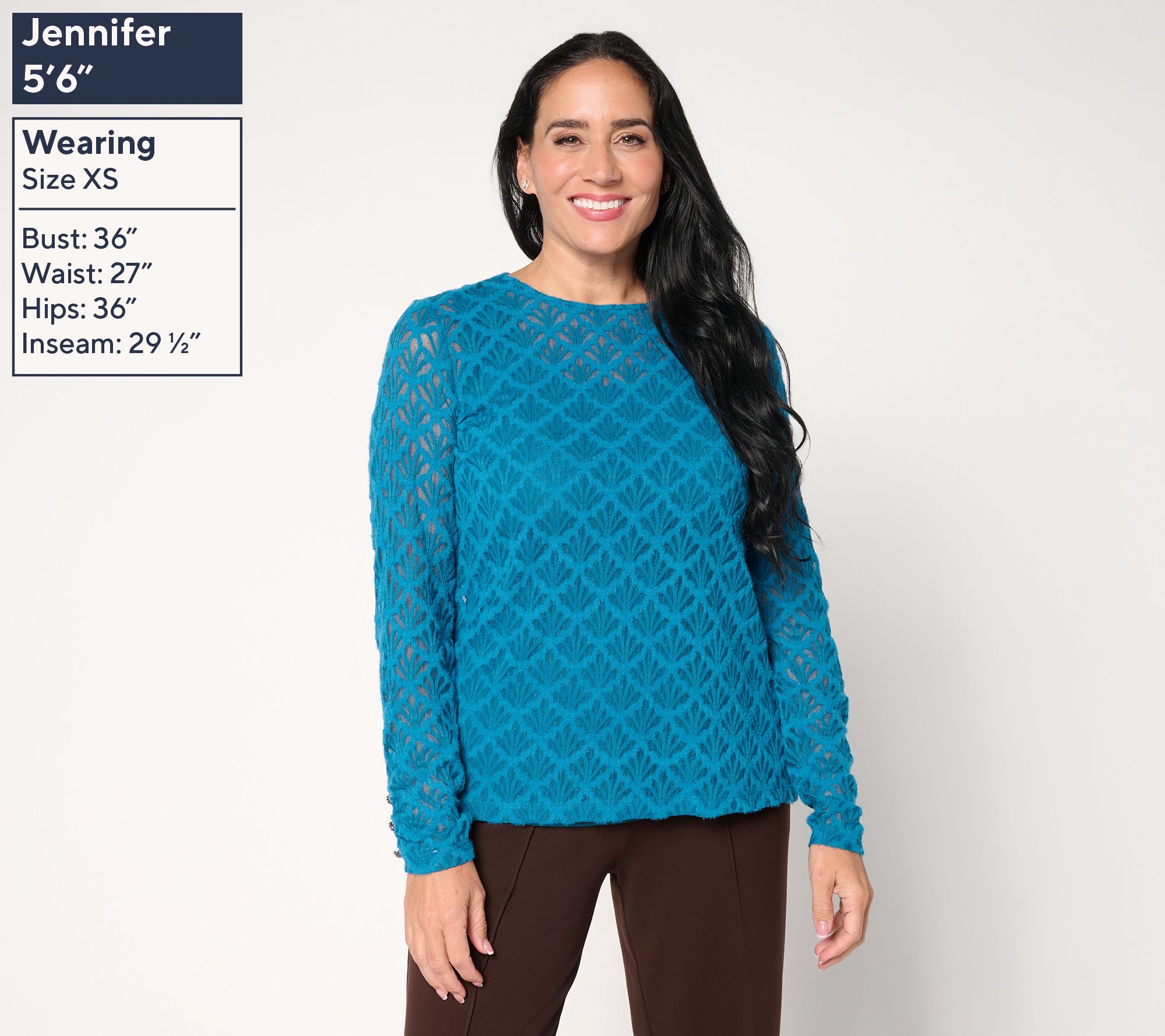 Susan Graver Knit Lace Crew Neck Long-Sleeve Top