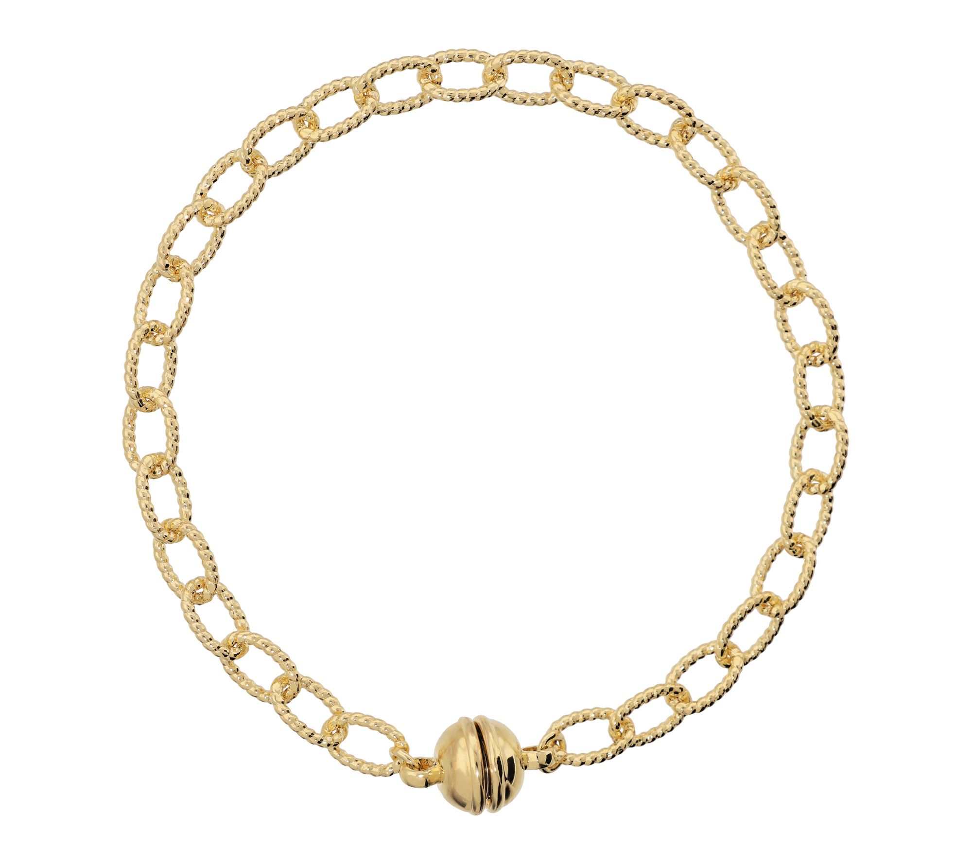 Bronzo Italia Diamond Cut Chain Bracelet w/ Magnet Closure