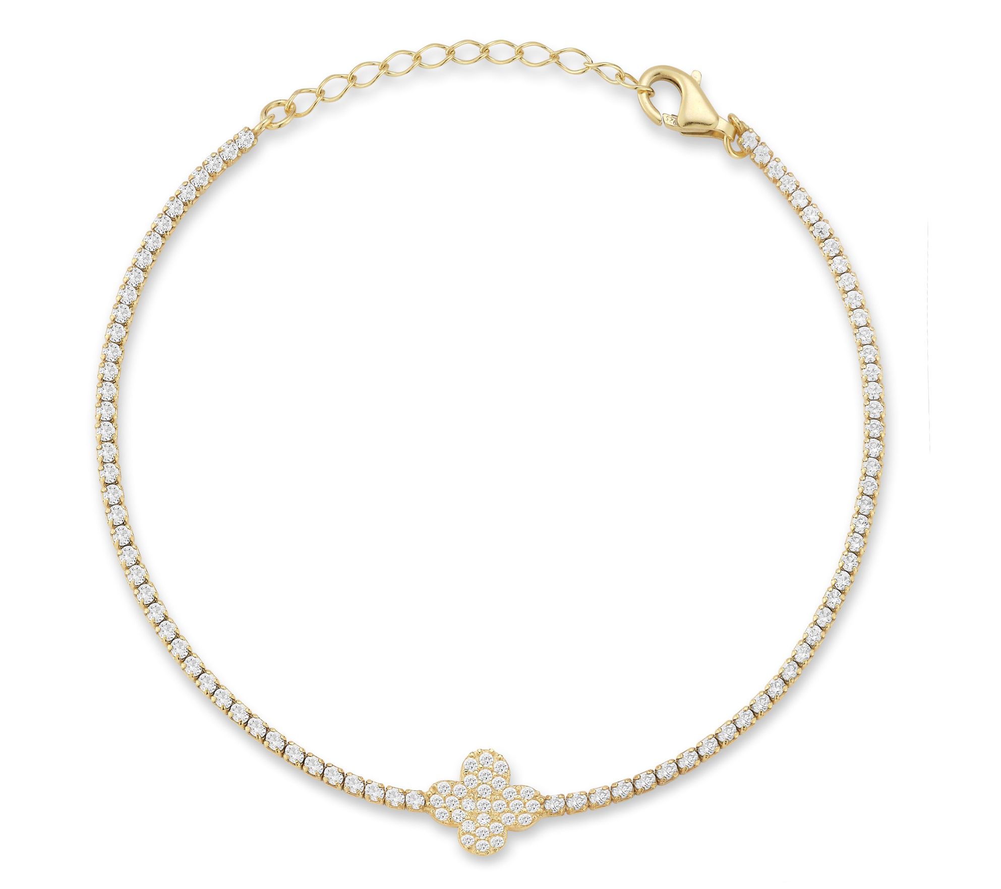 Sterlina Silver Pave Clover Tennis Bracelet, Sterling