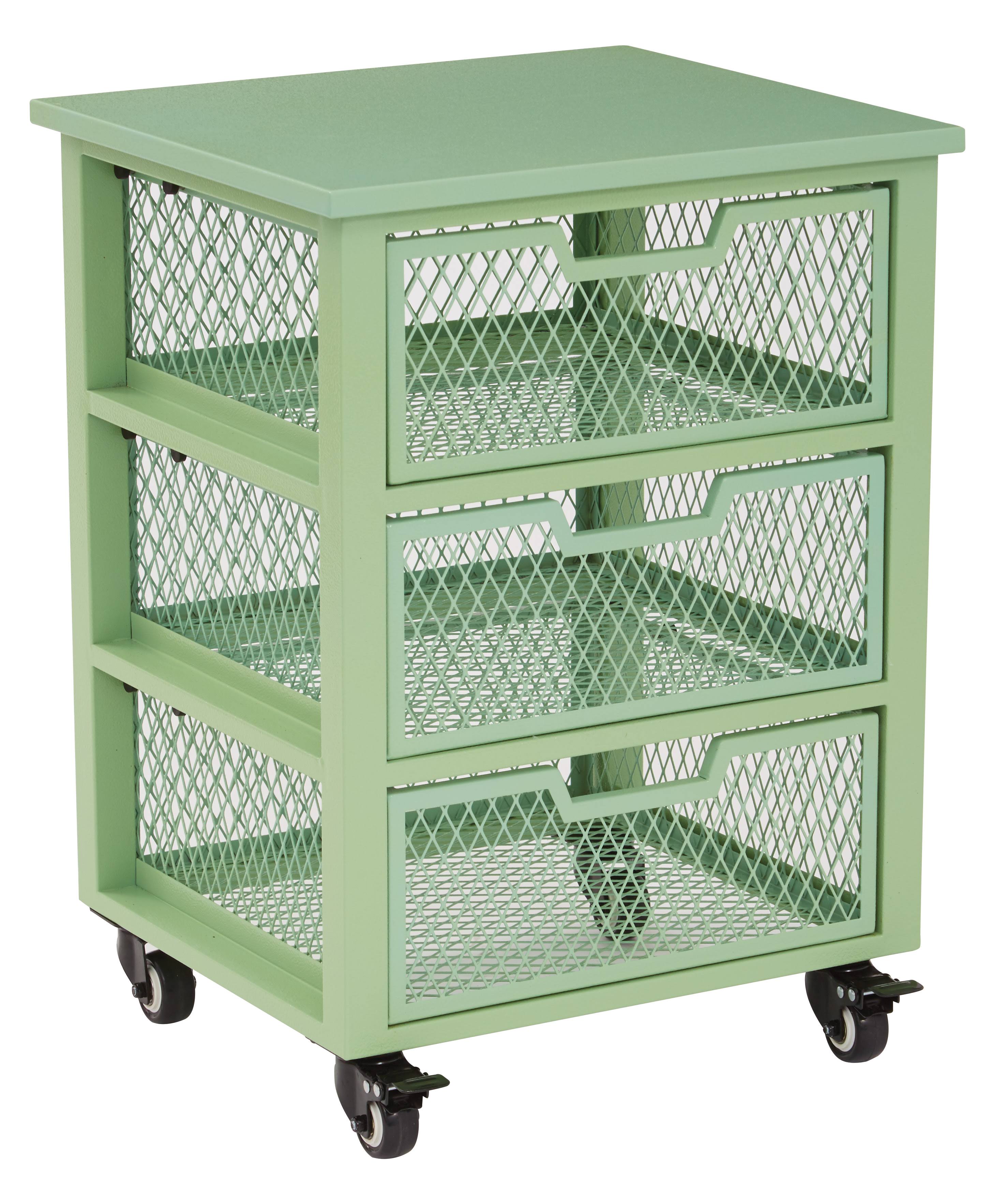 Osp Designs Clayton 3 Drawer Rolling Cart Green