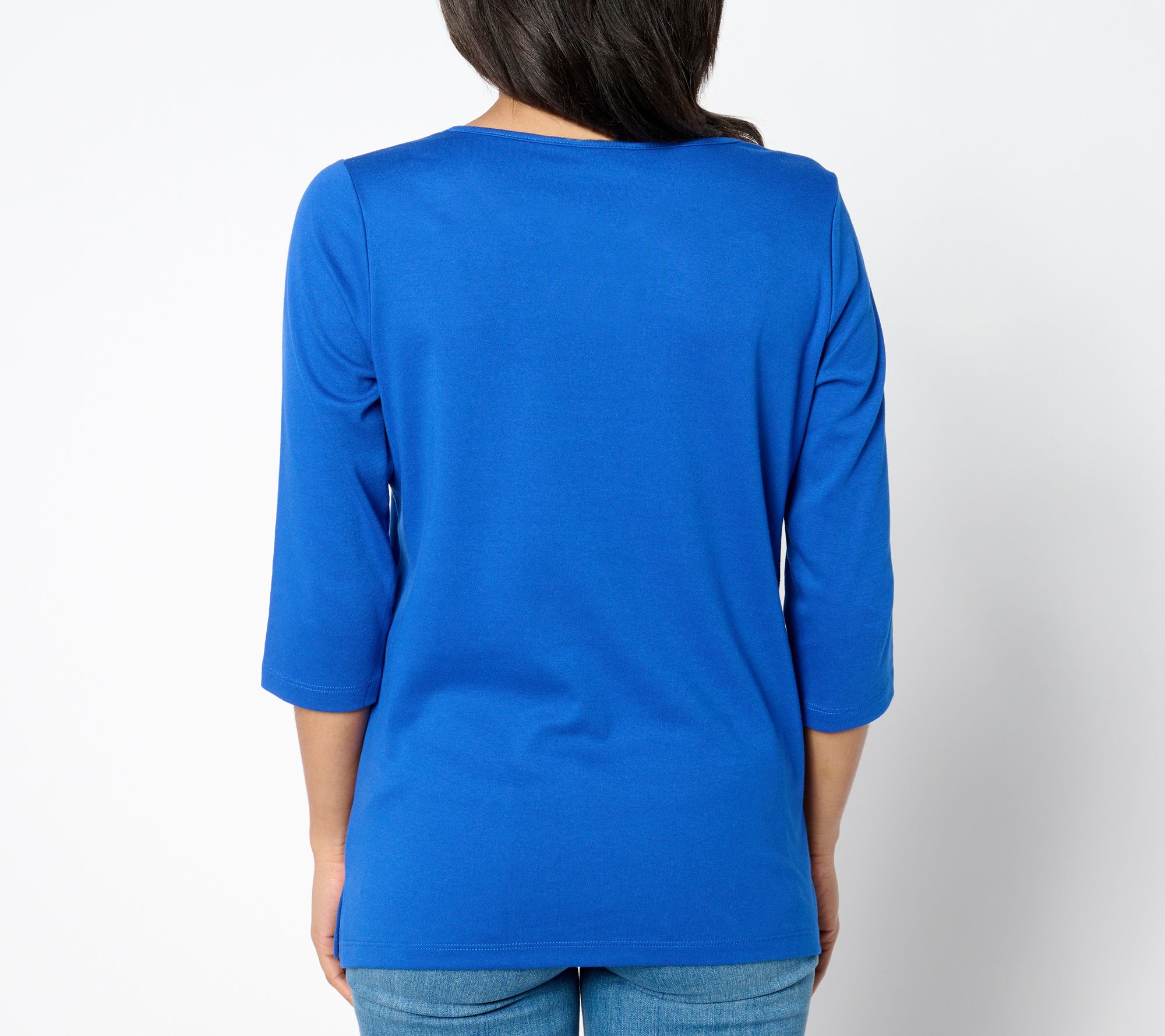 Quacker Factory Set of 2 Sparkle Keyhole 3/4-Sleeve Tops