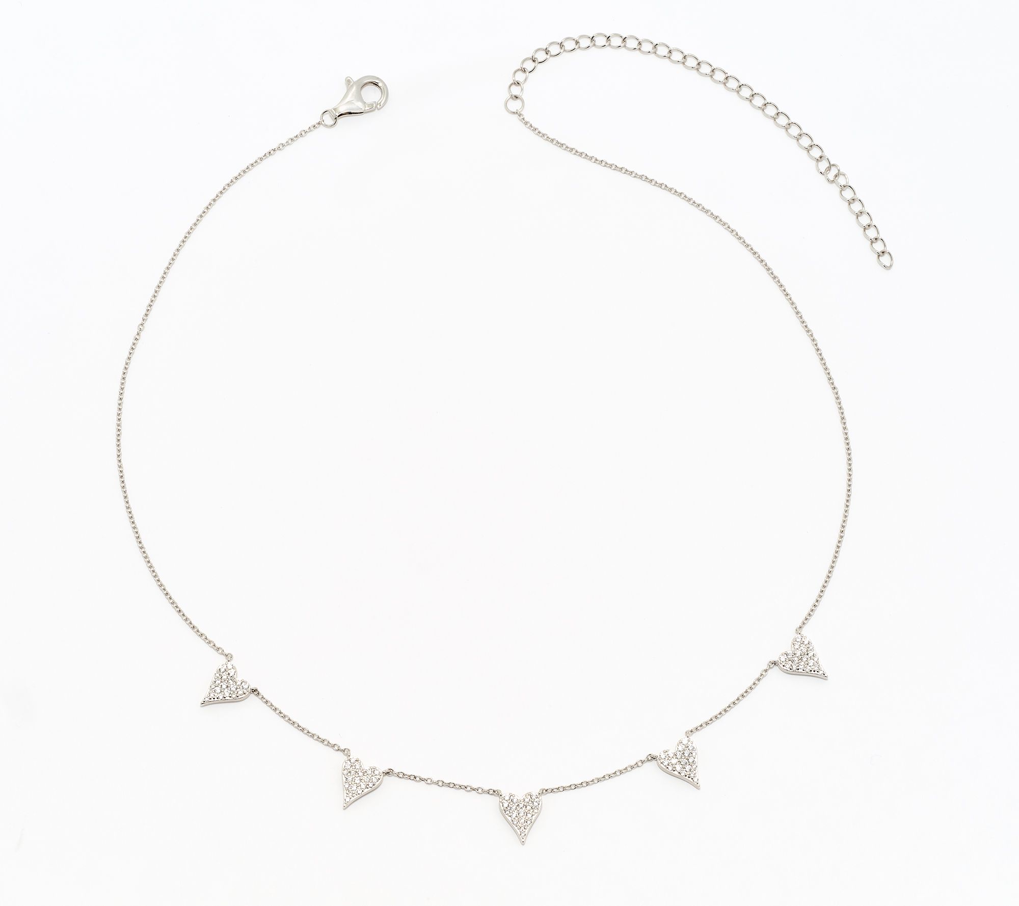 Diamonique x Jennifer Miller 5 Heart Station Necklace, Sterl