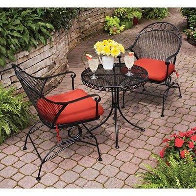 Clayton Court 3-Piece Motion Outdoor Bistro Set, Red, SEATS 2, Black
