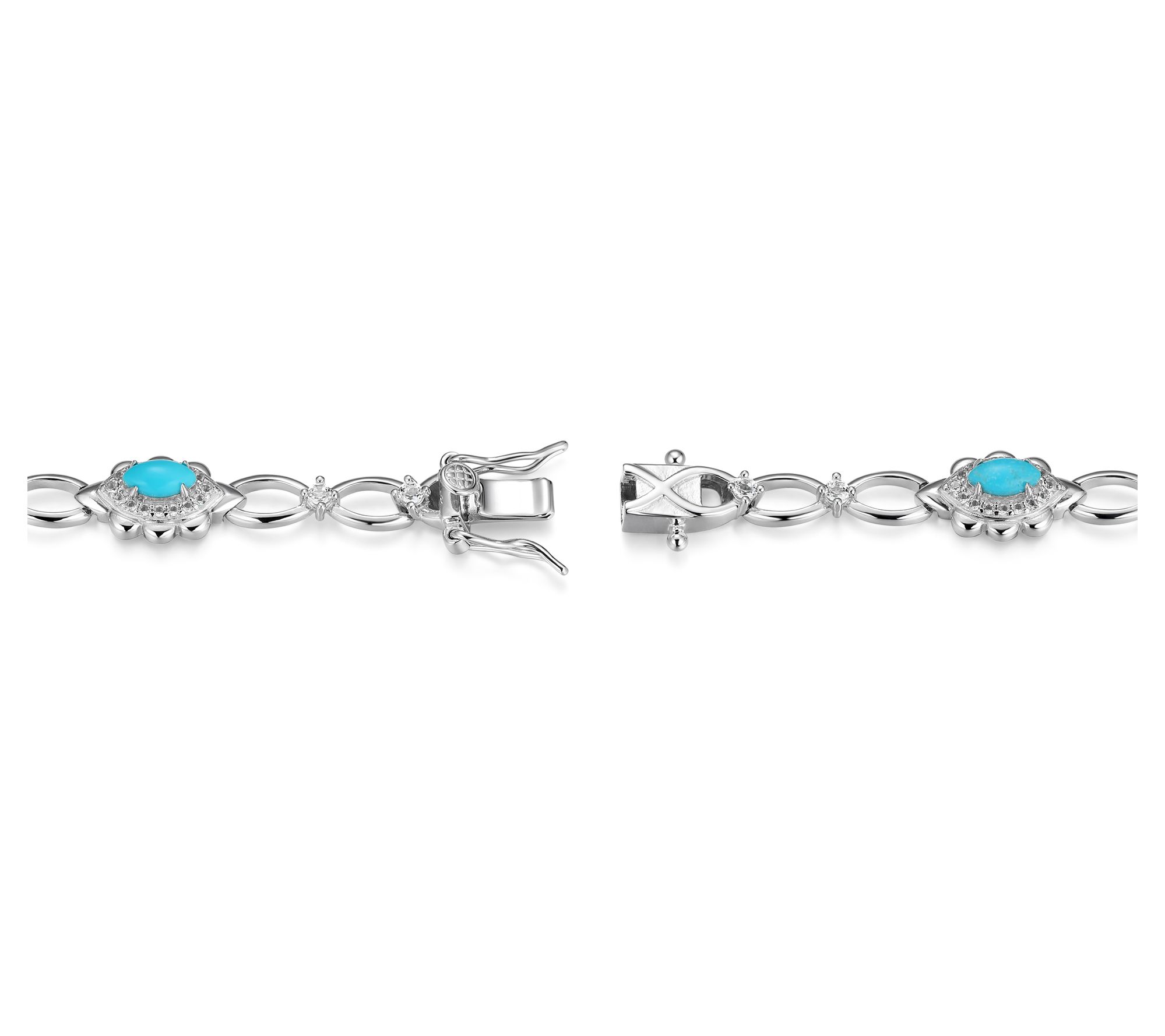 Affinity Gems Turquoise & White Topaz Bracelet,Sterling