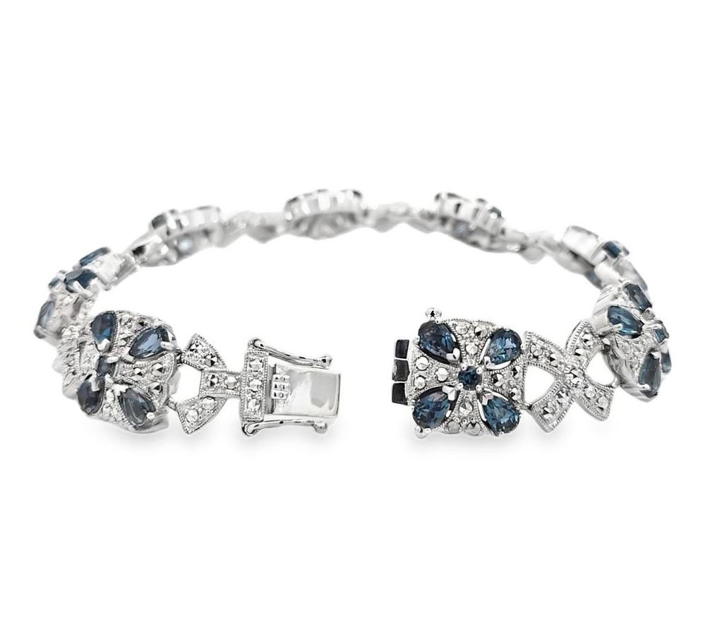 Dallas Prince Sterling Topaz & Chrome MarcasiteBracelet