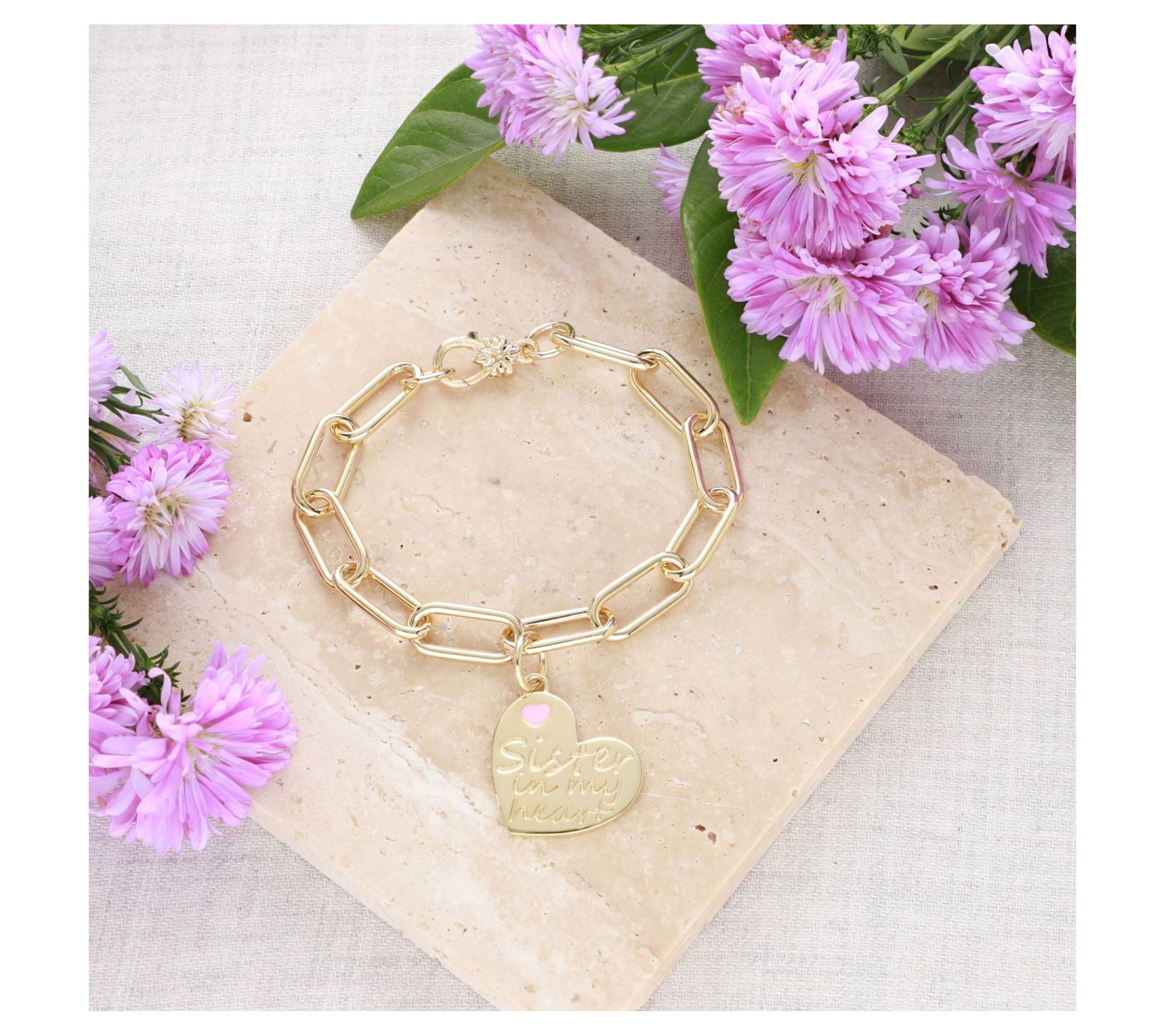 Ariva 18K Gold Clad Sister in My Heart Bracelet