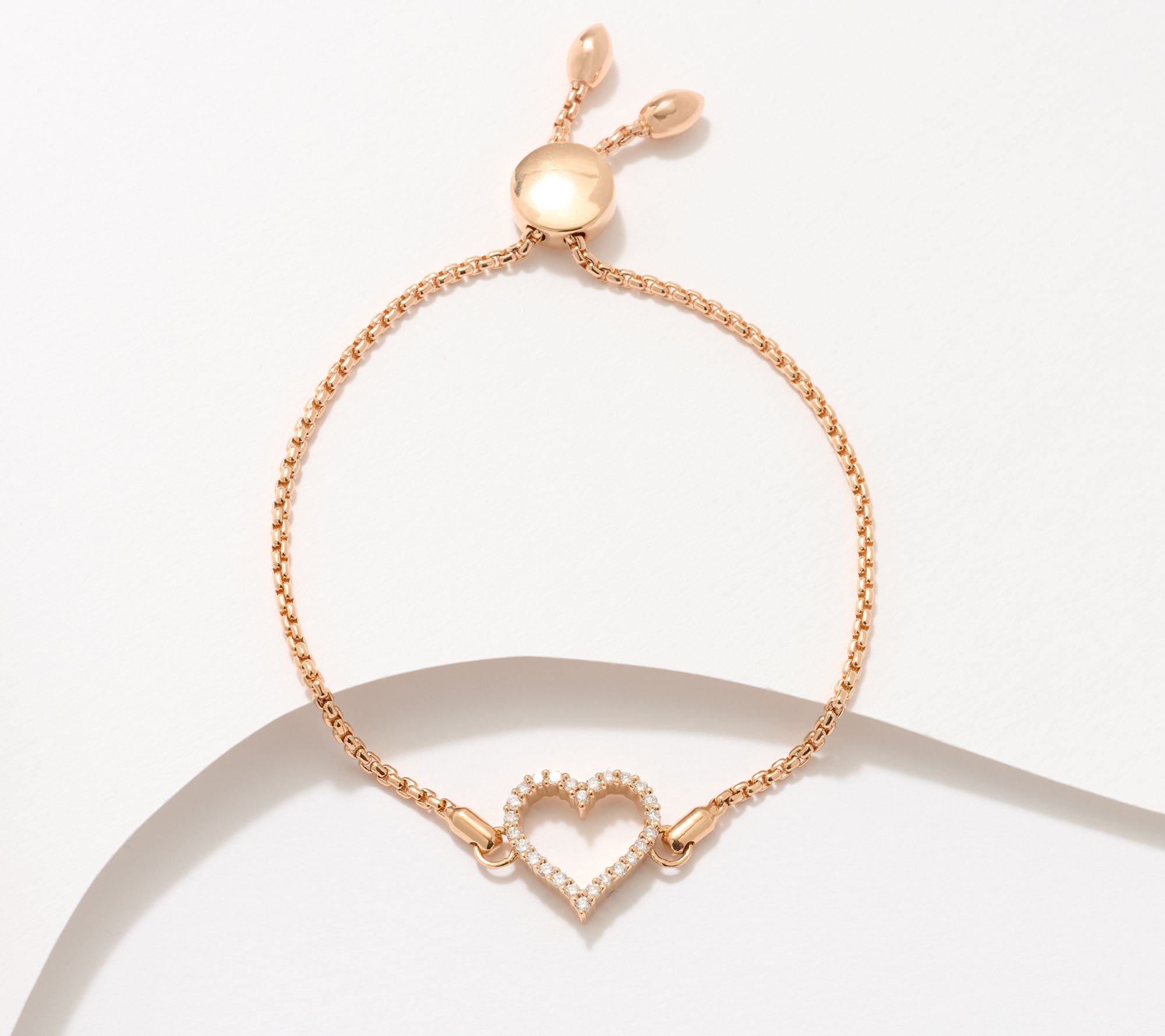 Fire Light Lab Grown Diamond 0.25 cttw Heart Bolo Bracelet, Sterling Silver