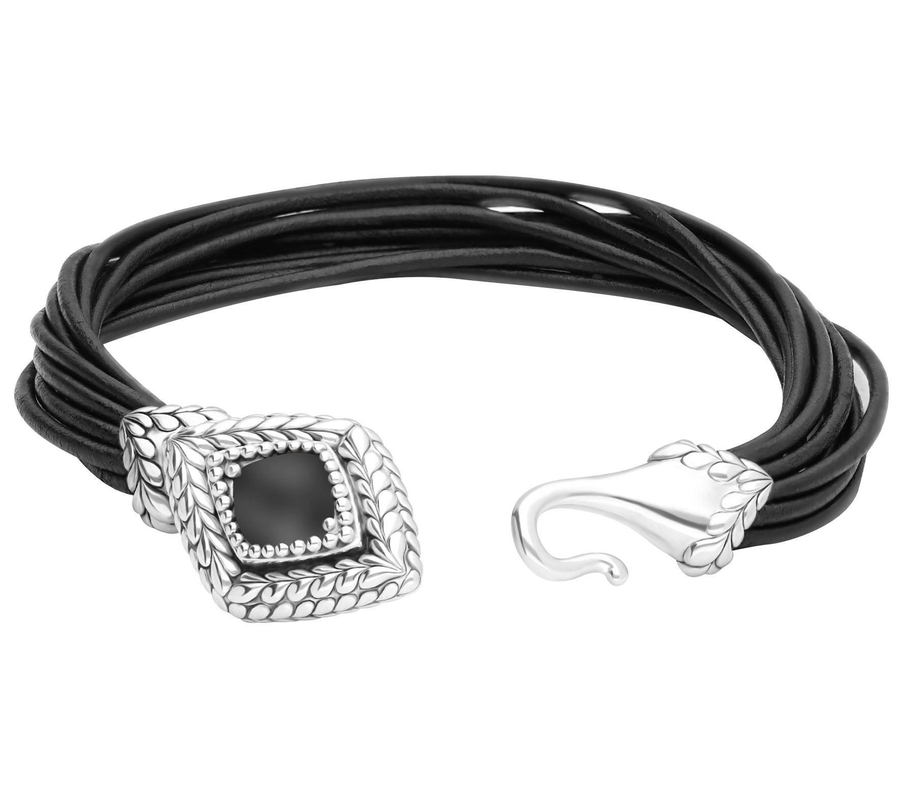 Tiffany Kay Studio Sterling Silver Onyx Leather Bracelet