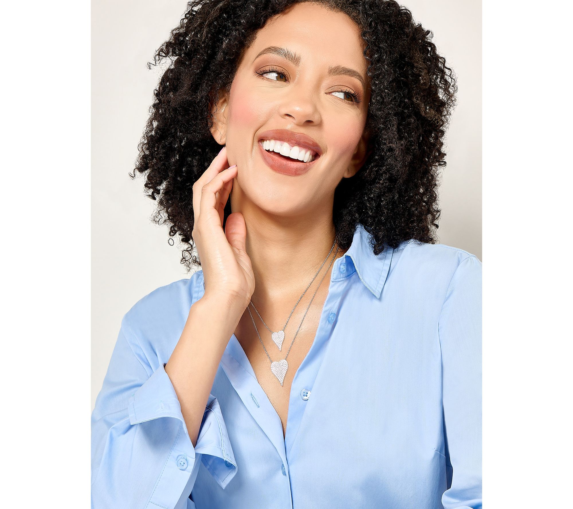 Diamonique x Jennifer Miller Signature Boxed Pave Heart, Necklace, Sterl