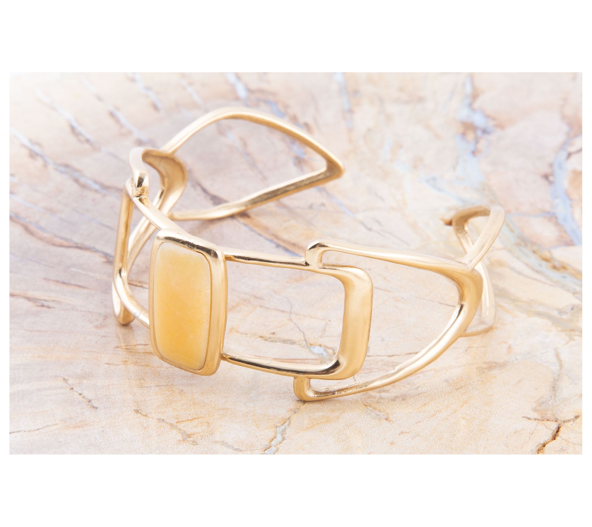 Barse Artisan Crafted Luster Agate and Bronze Cuff Bracelet