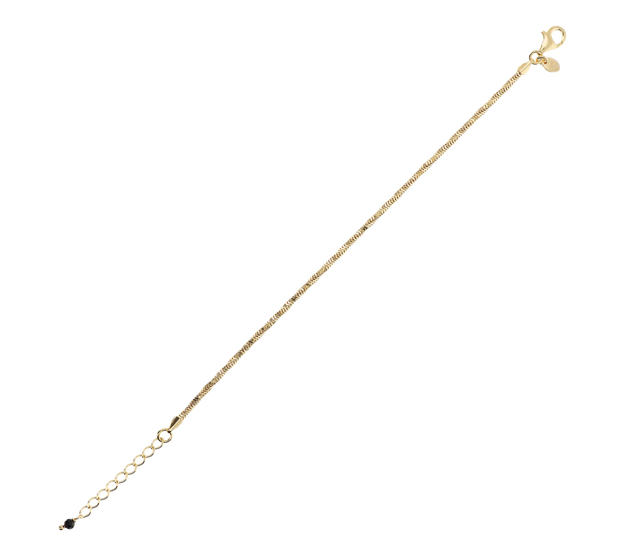 Veronese 18K Gold Clad Black Spinel Box Chain Bracelet