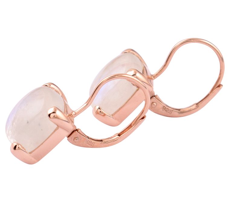 Affinity Gems 14K Rose Gold Sterling Silver Moonstone Earrings