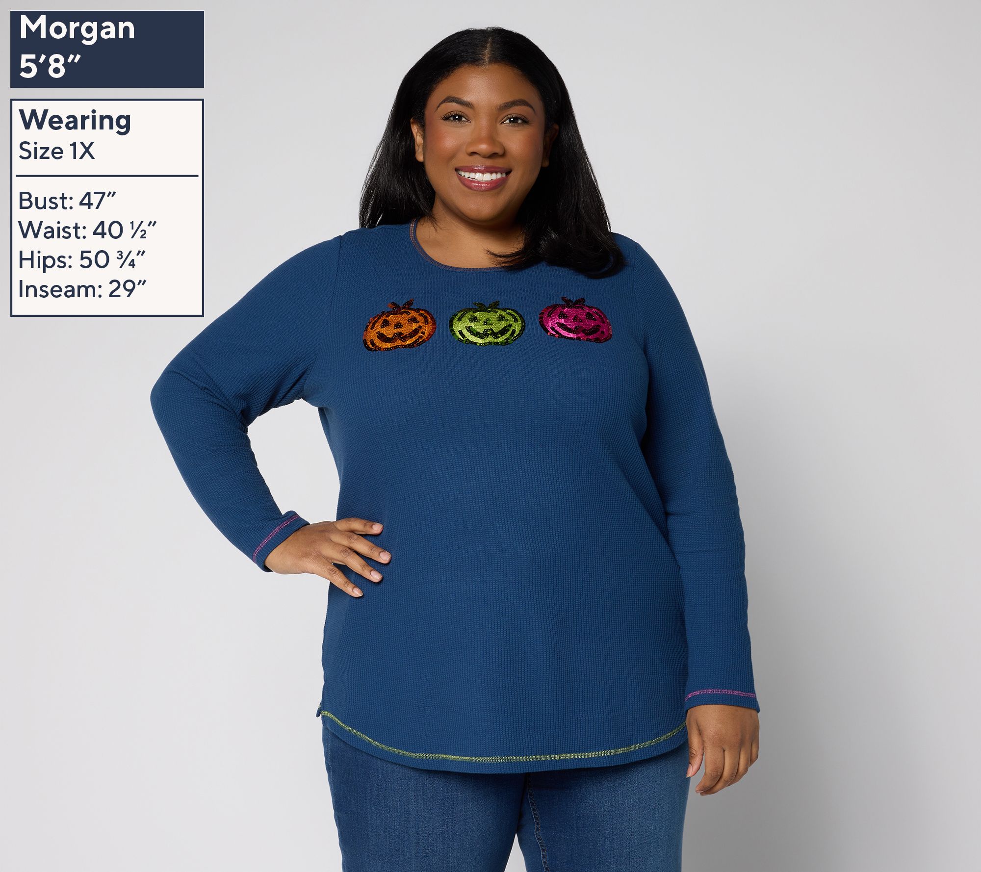 Quacker Factory Triple Treat Waffle Contrast Trim Top