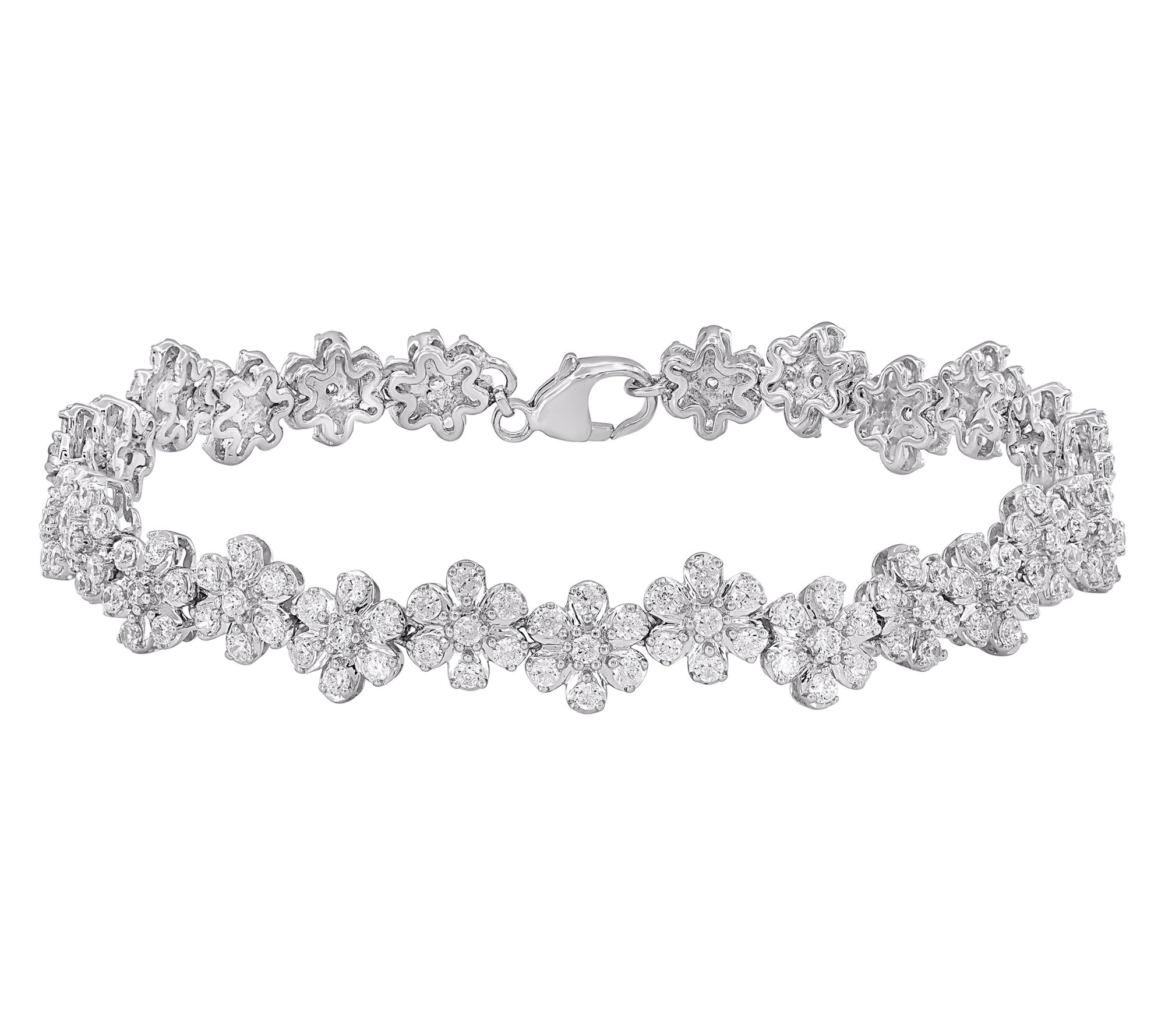Affinity Diamonds 4.00 cttw Flower Station Bracelet, Sterling