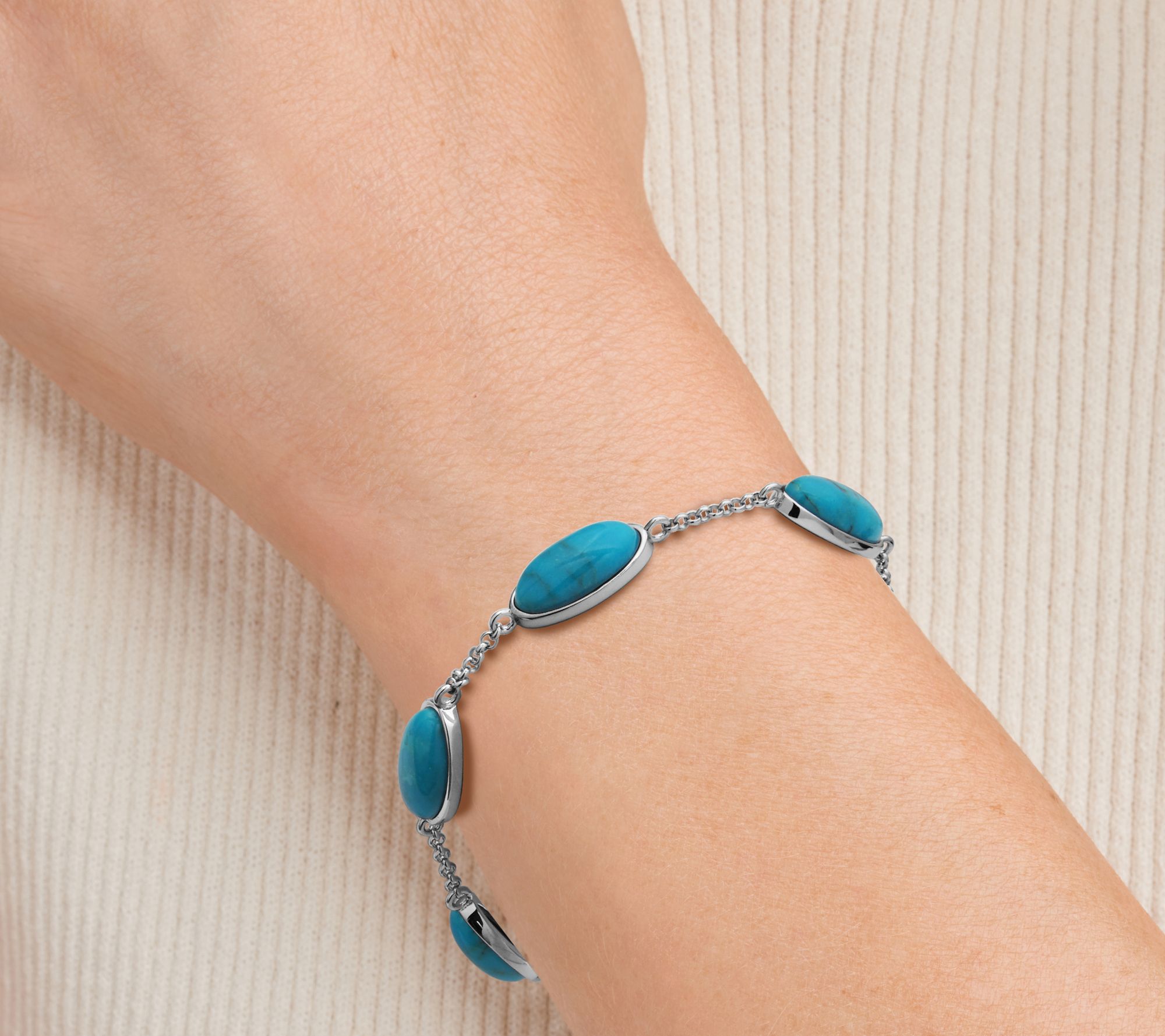 Affinity Gems Turquoise Station Bracelet, Sterling Silver