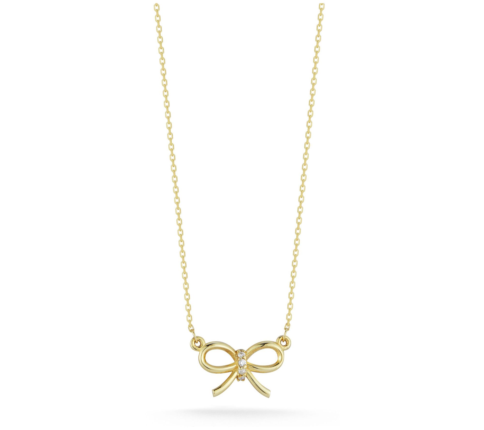 Luminosa Gold Diamond Accent Bow Necklace, 14K