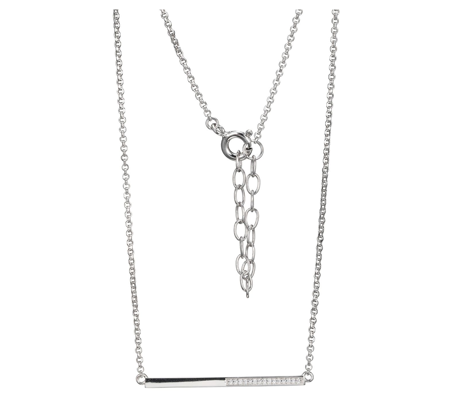 Diamonique Half and Half Bar Necklace, Sterling Silver