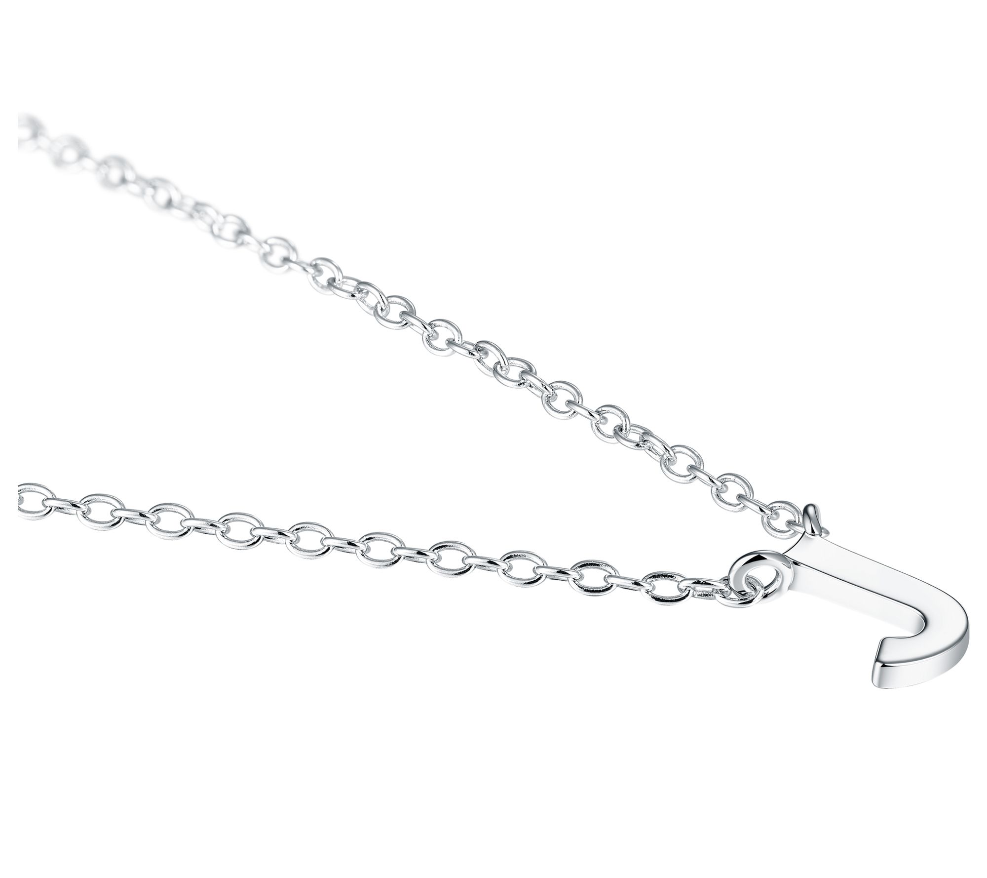 Silver Style Initial Charm Necklace, Sterling