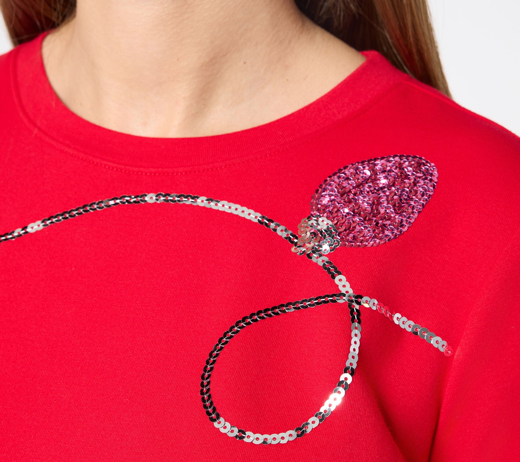 Jingle Belles by Kim Gravel Sequin Holiday Lights Knit Top