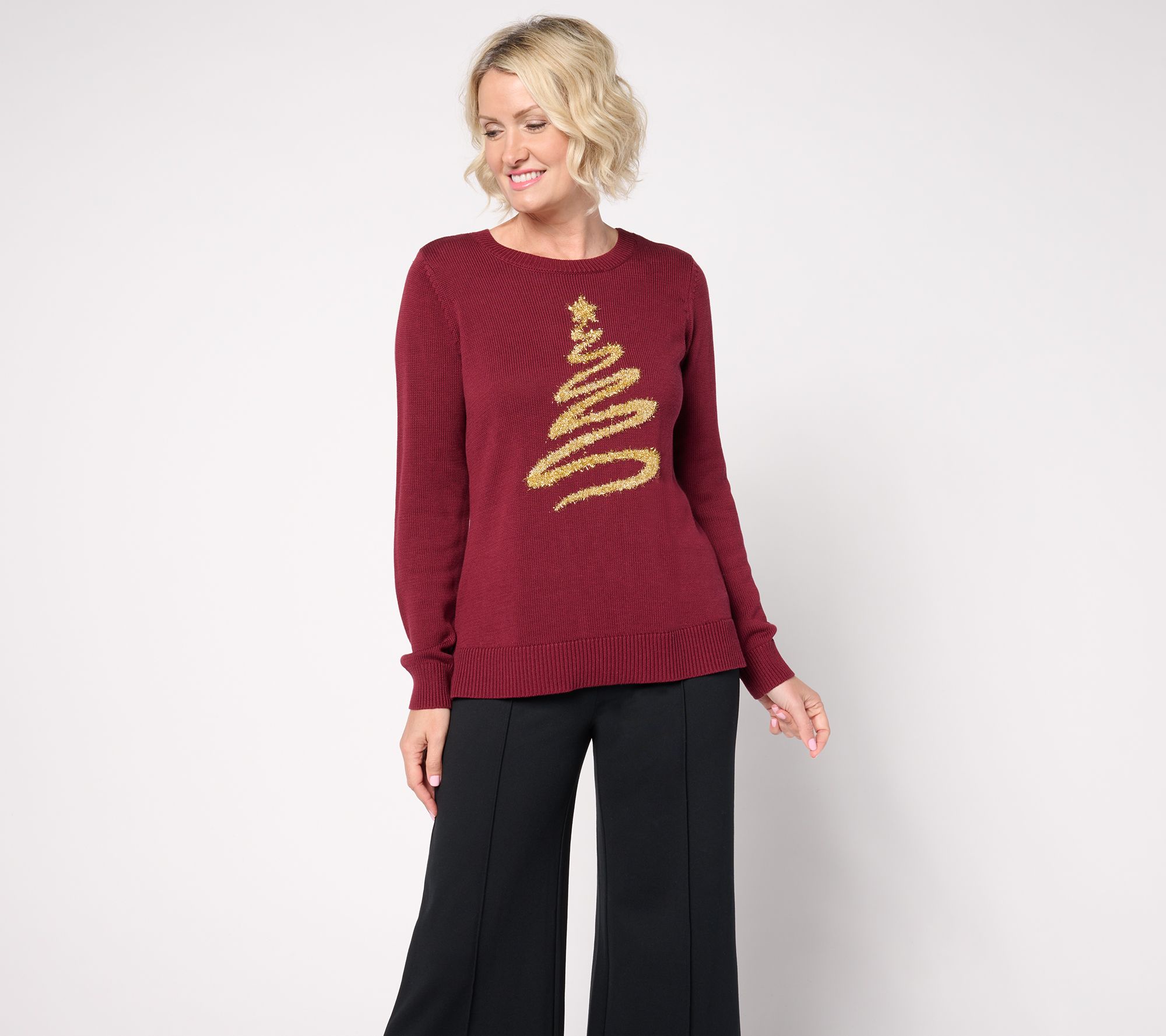 Jingle Belles by Kim Gravel Gold Lurex Oh Christmas Tree Sweater