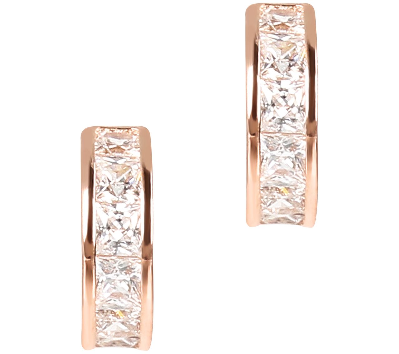 Diamonique 0.75 cttw Mini Half Hoop Earrings, S terling