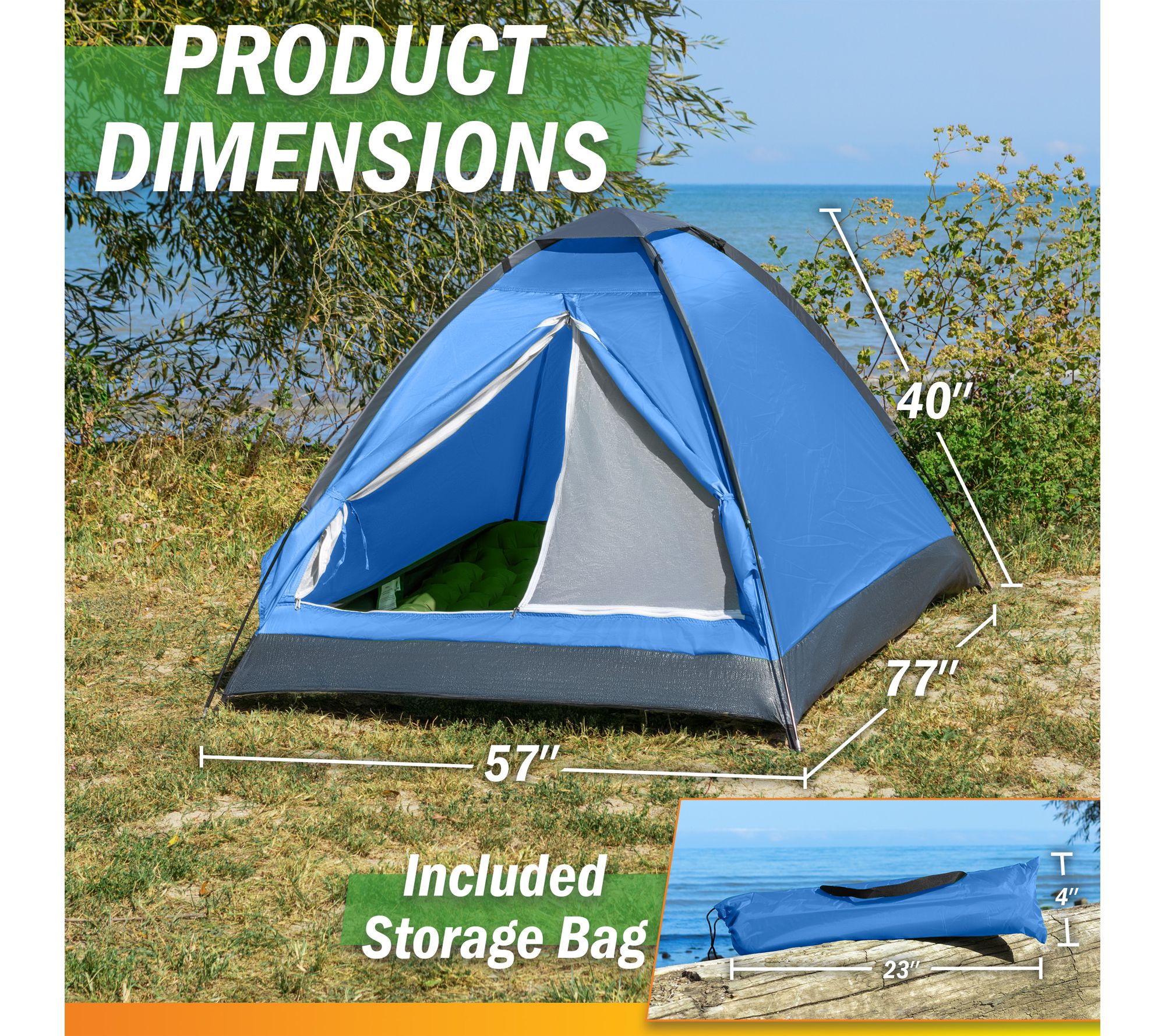 Wakeman 2 Person Camping Pop Up Tent w/ Rain Fly Lightweight