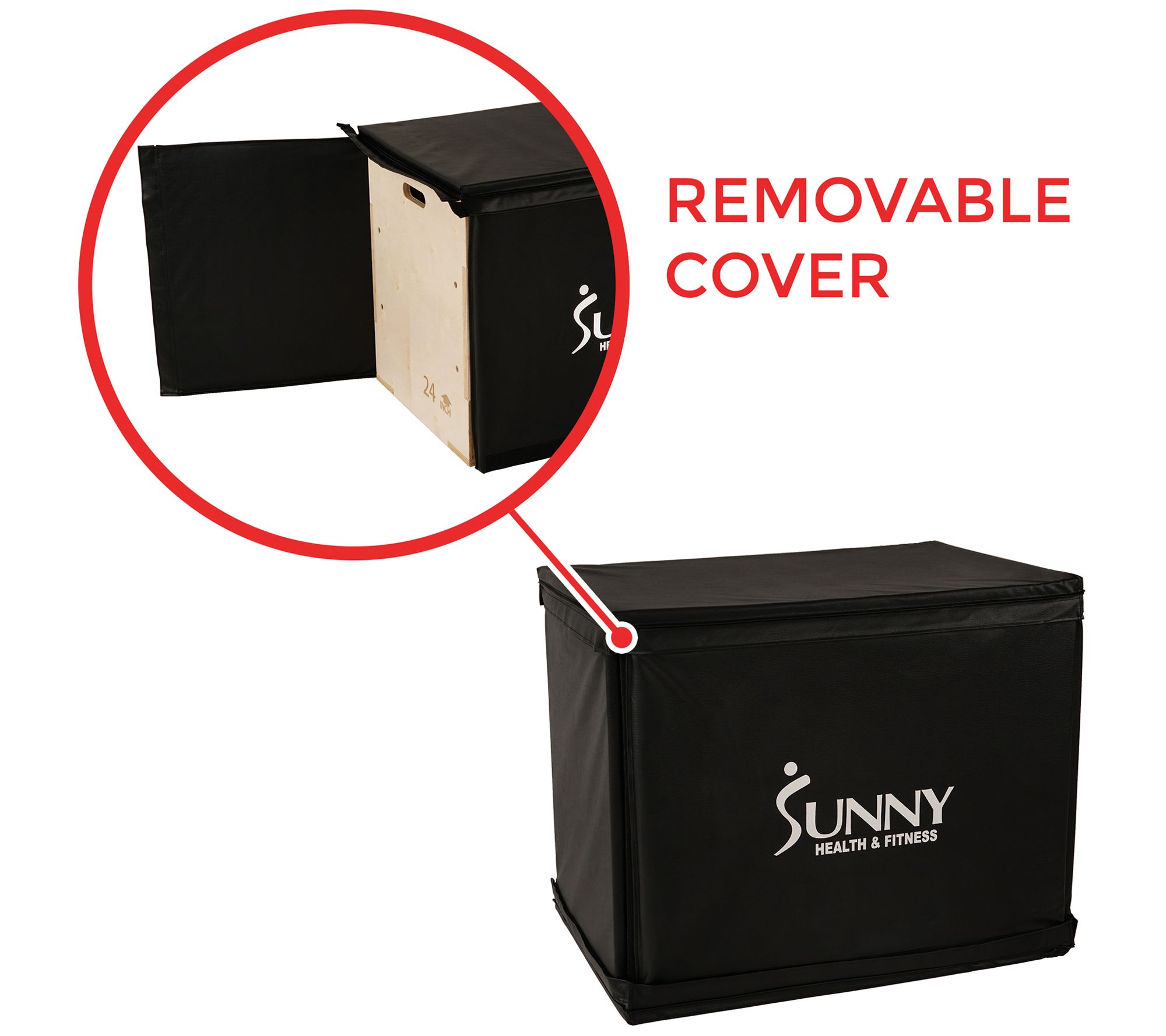 Sunny Health & Fitness Wood Plyo Box with Cover
