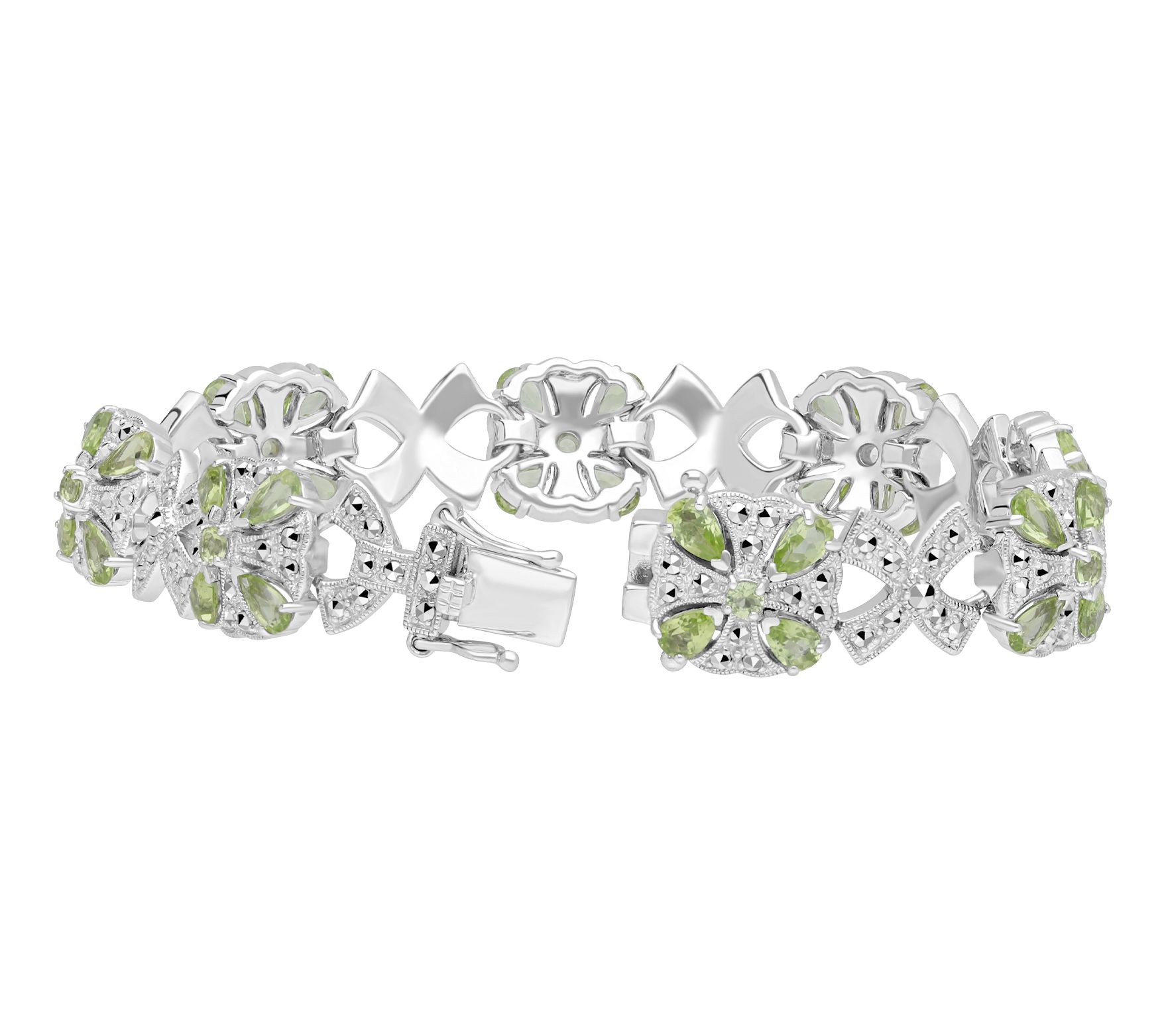 Dallas Prince Sterling Peridot & Chrome Marcasite Bracelet