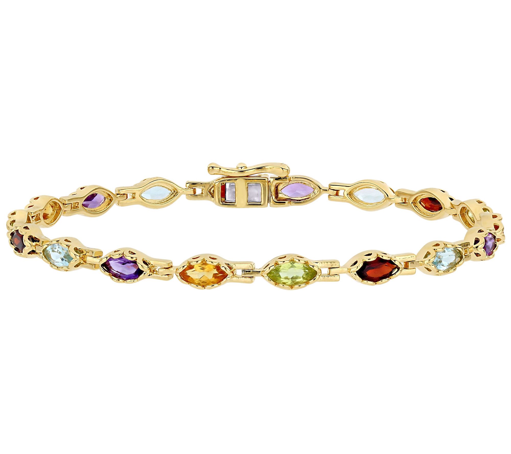 18K Gold-Plated Sterling 4.50 cttw Multi-Gemstone Bracelet