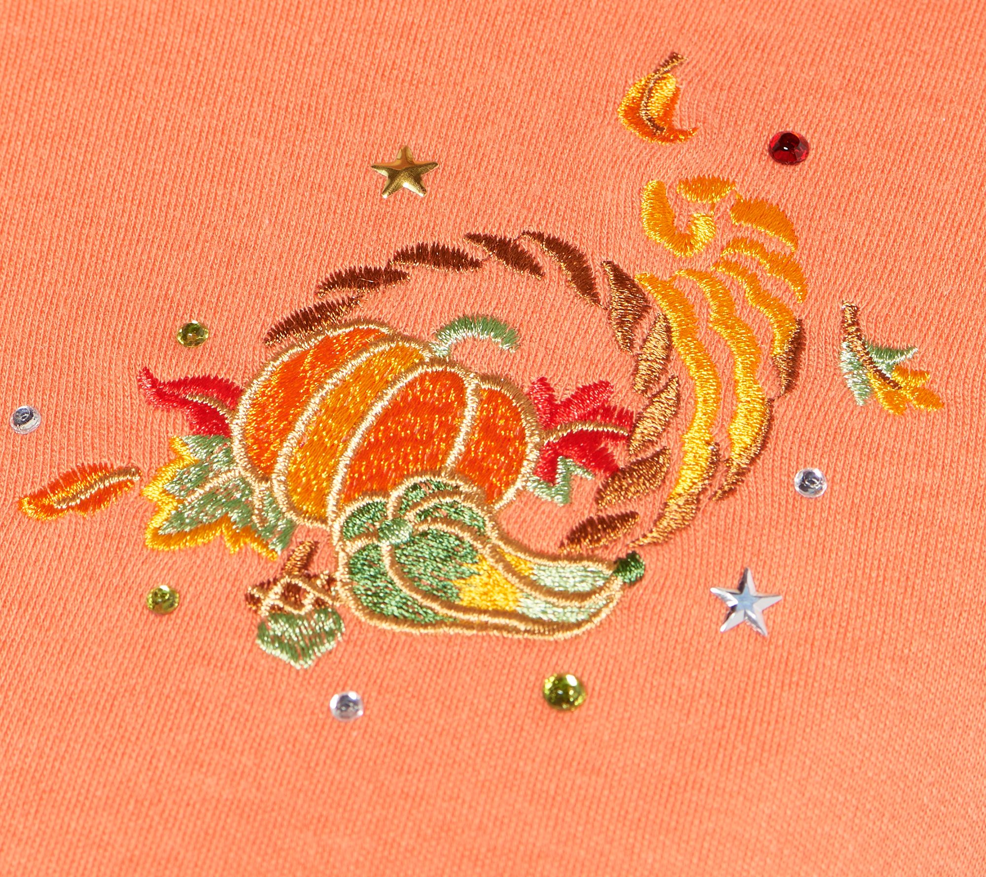 Quacker Factory Set of 2 Embroidered Holiday Brooch Knit Tops