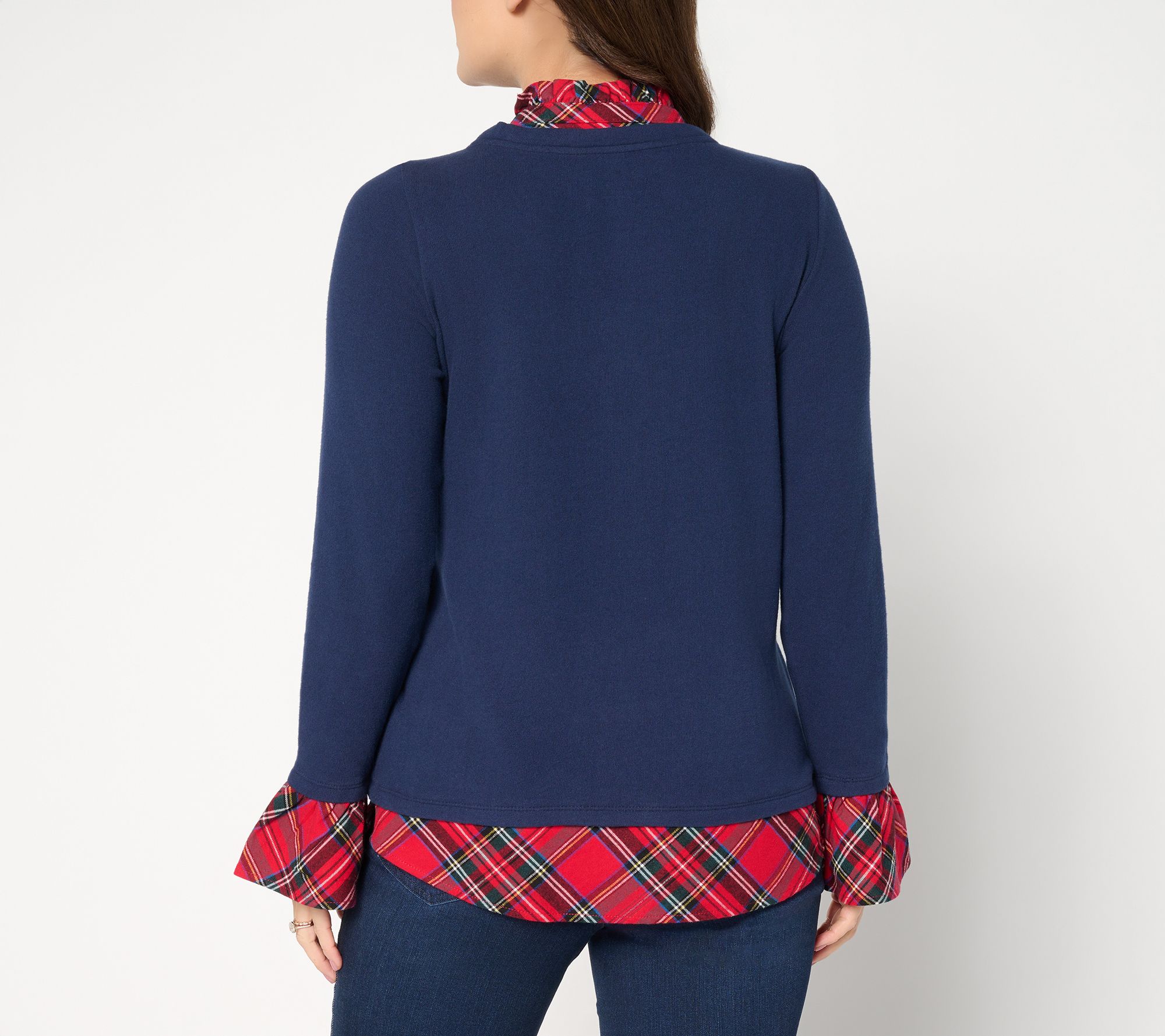 Jingle Belles by Kim Gravel Peek a Boo Ruffle Tartan Top