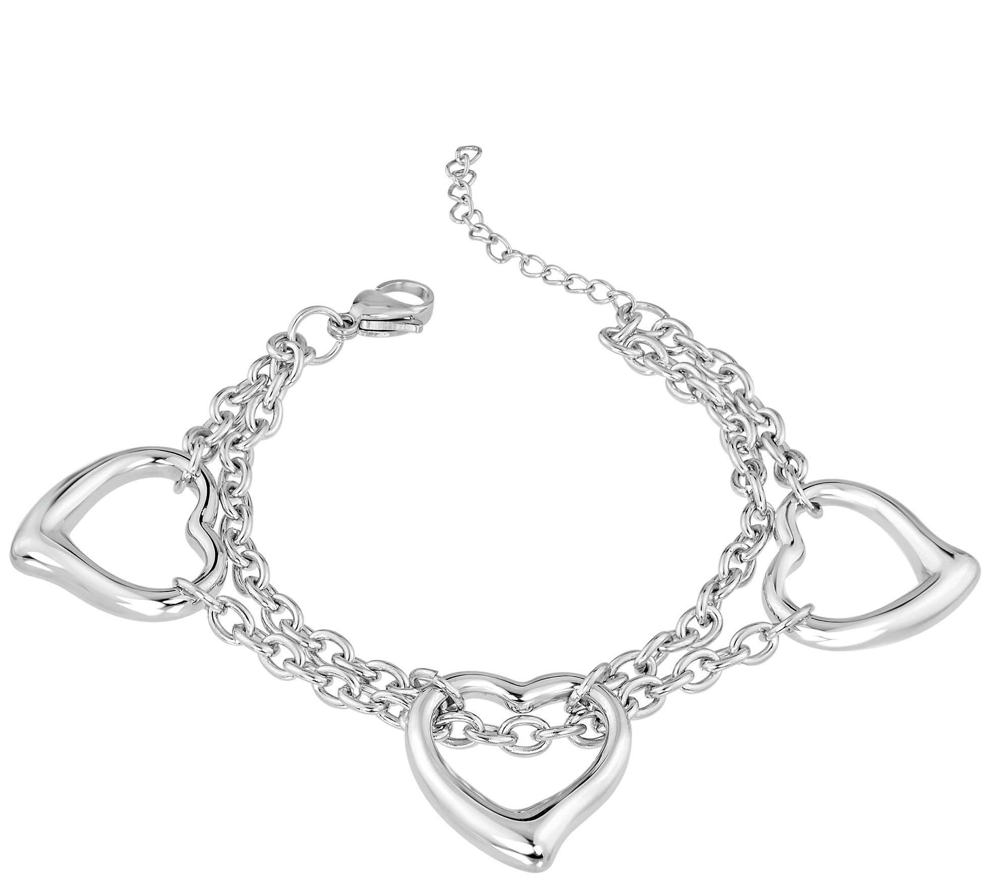 Steel by Design Open Hearts Link Bracelet