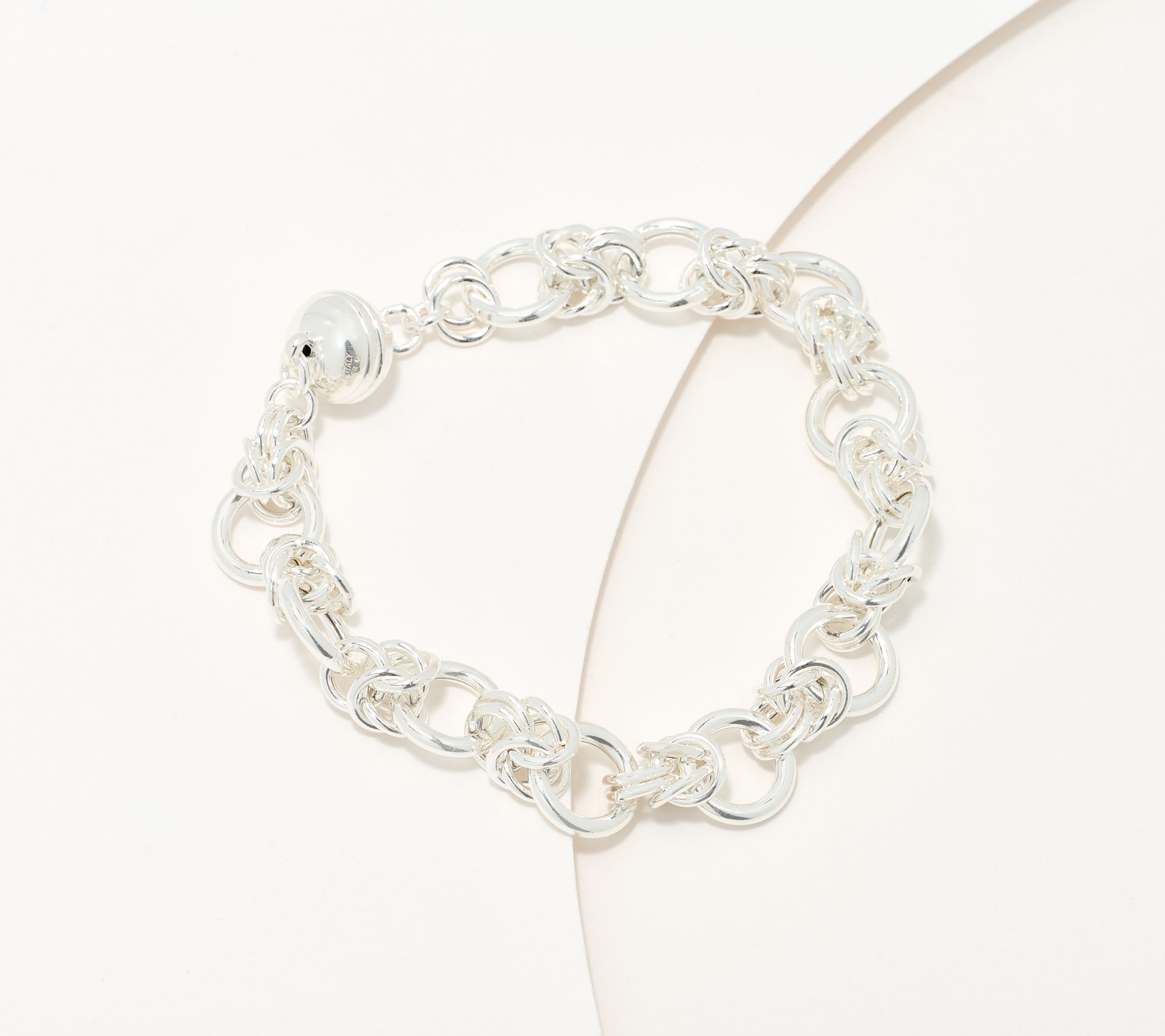 UltraFine 950 Silver Circle Link Bracelet with Magnetic Clasp