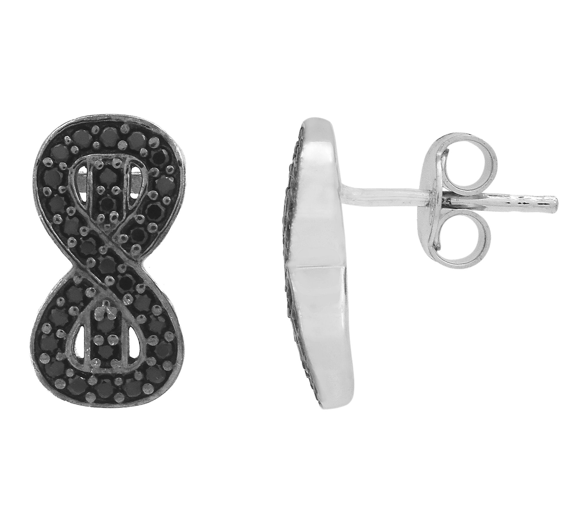 Affinity Gems Black Spinel Drop Earrings, Sterling Silver