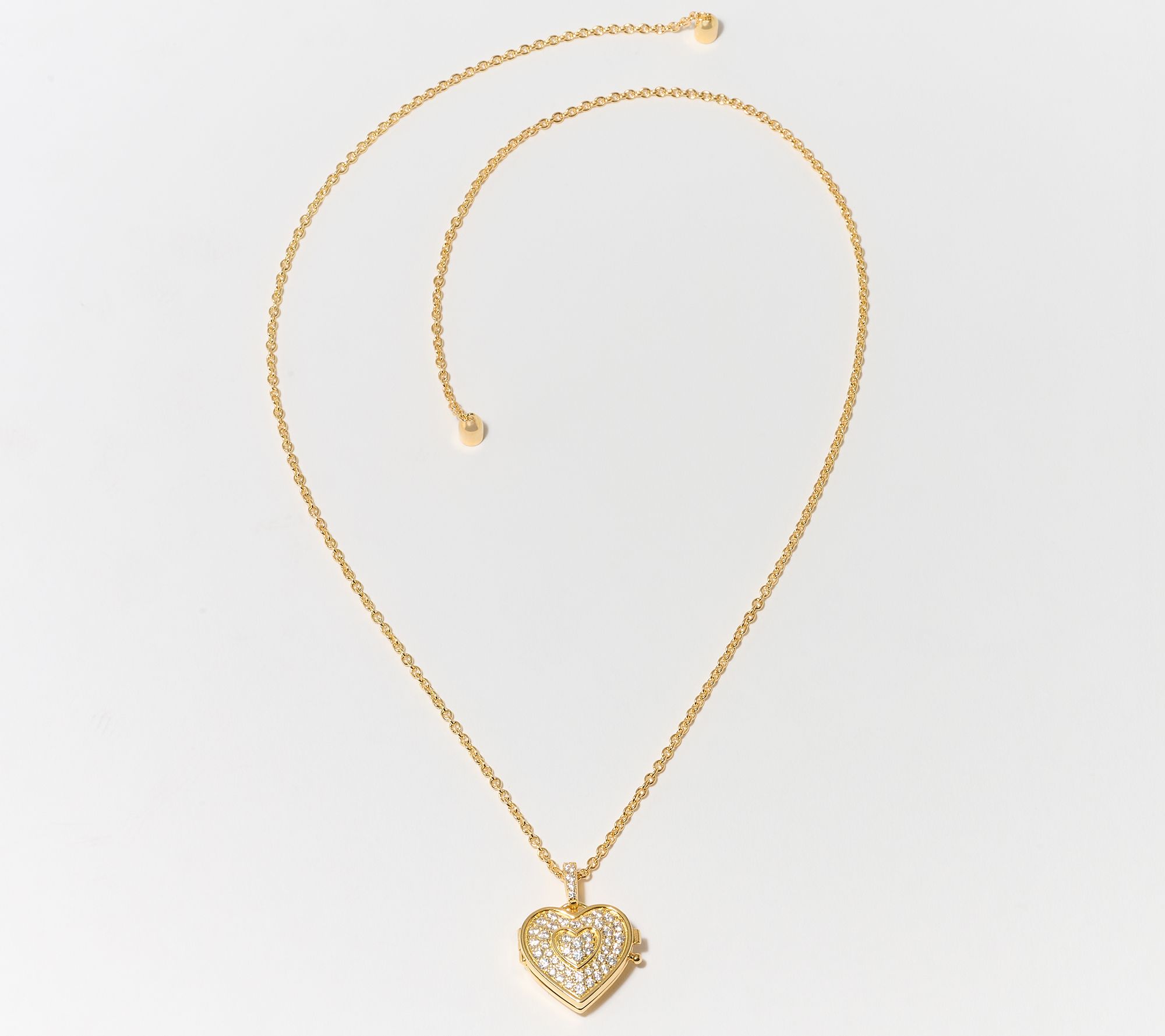 Diamonique x Kathy Levine Heart Memento Locket Necklace Sterling Silver