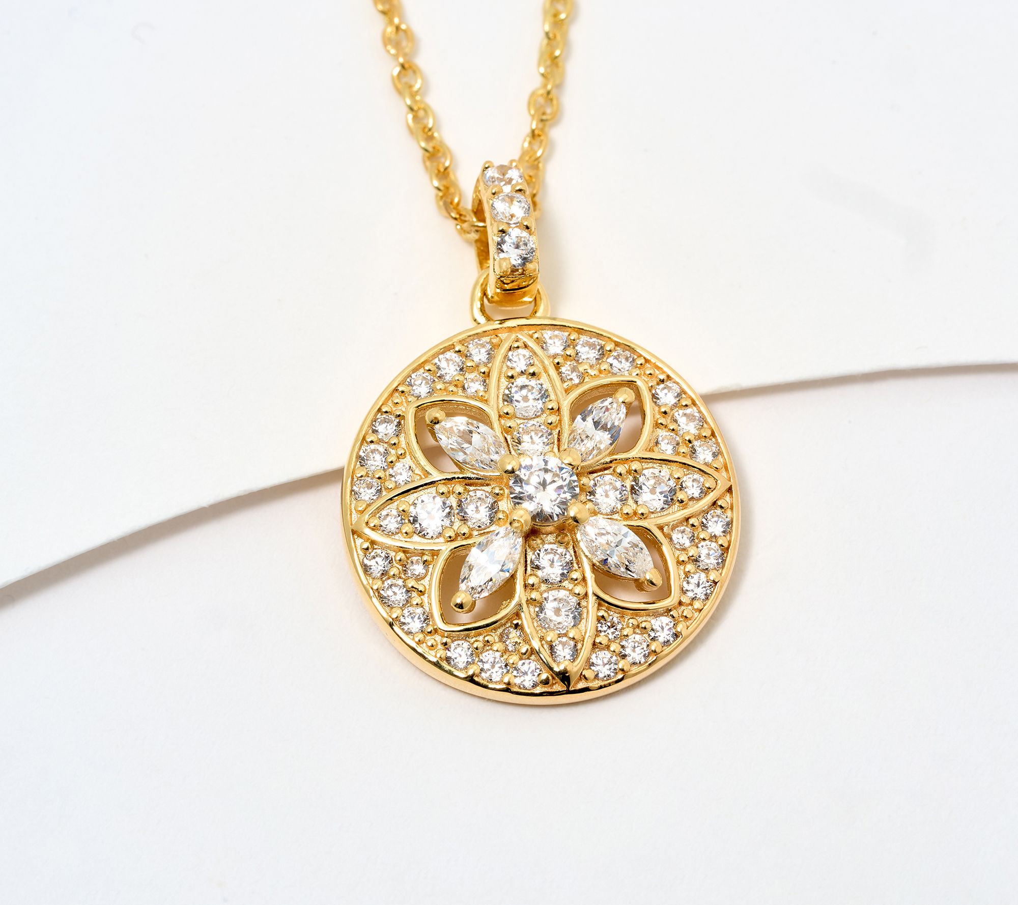 Diamonique x Kathy Levine Sand Dollar Circle Necklace Sterling Silver