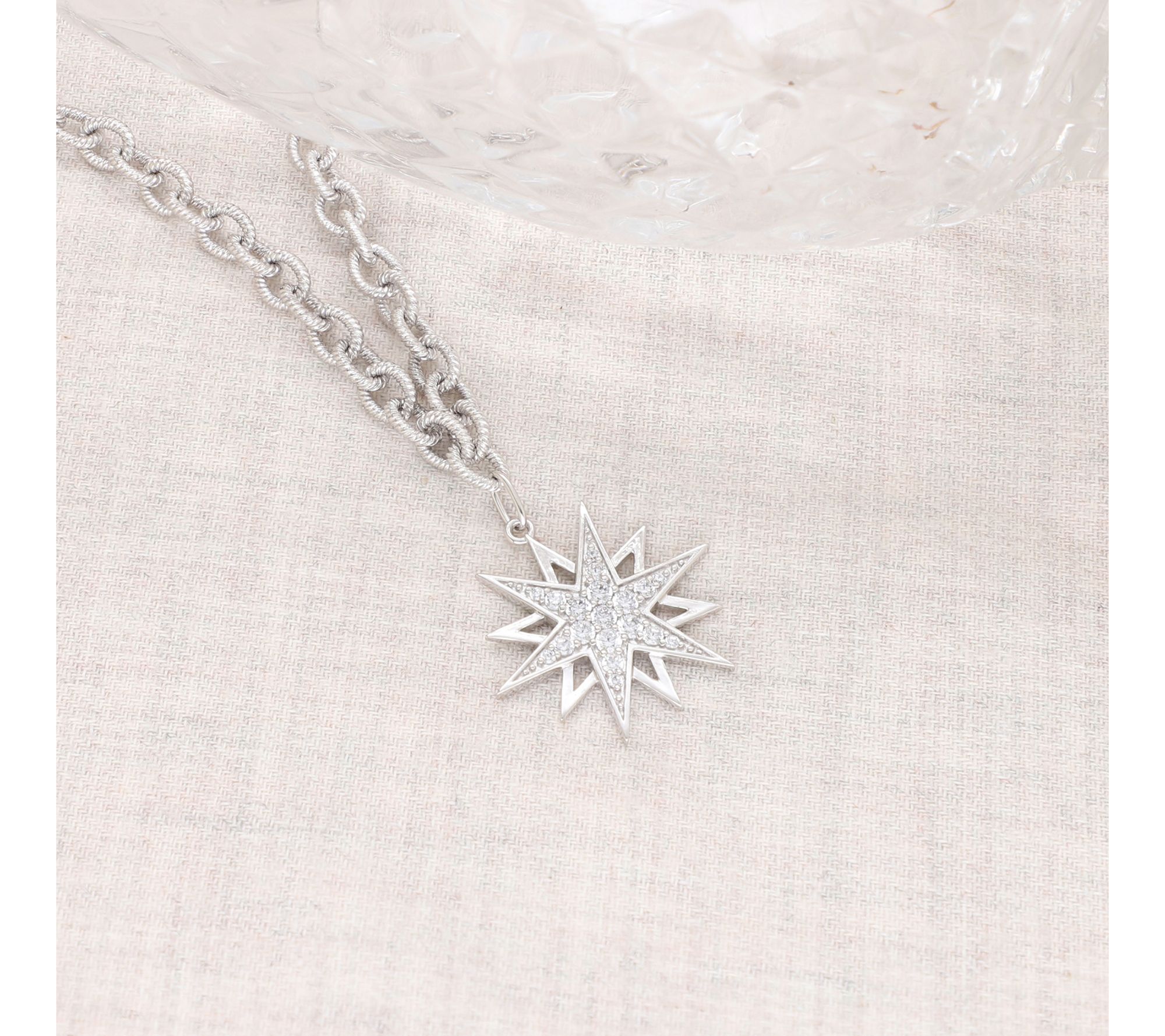Ariva Sterling Silver Diamonique Starburst Necklace
