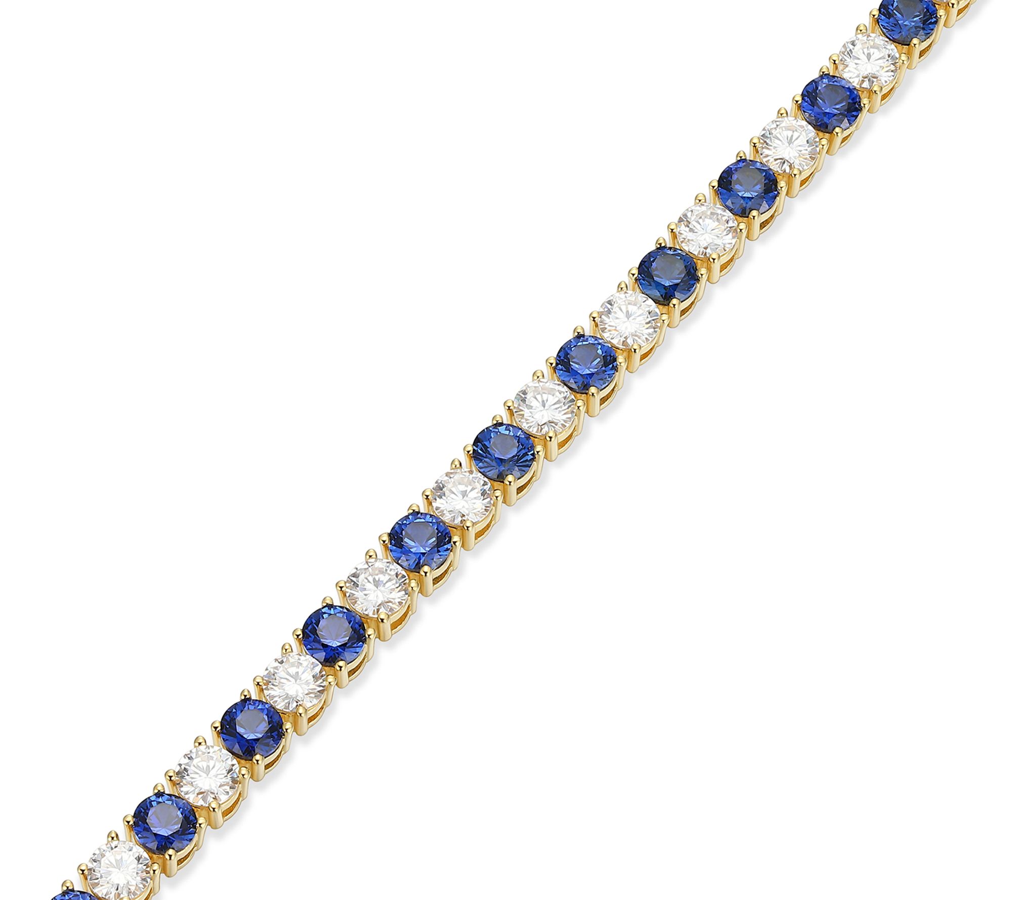 Moissanite & Created Sapphire Tennis Bracelet,18k Gold Plated