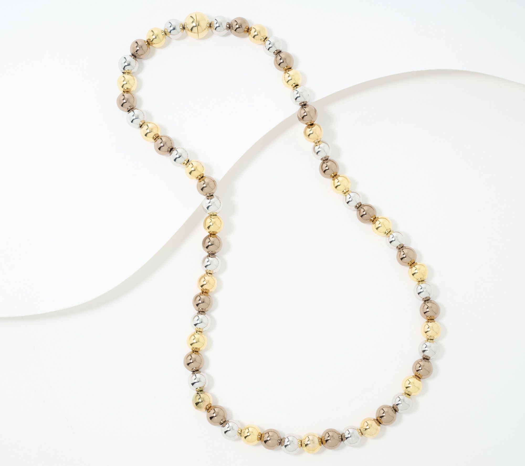 David Markstein Bronze Polished 8mm Bead Magnetic Necklace