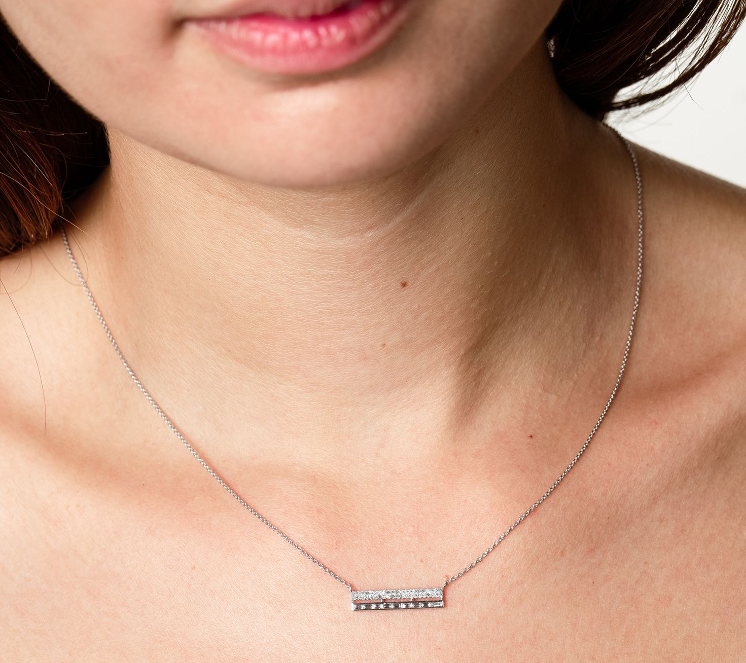 Affinity Diamonds 0.20 cttw Bar Necklace, 14KWhite Gold