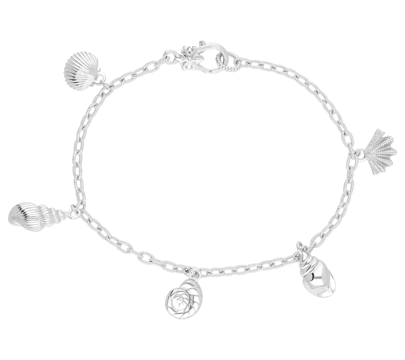 Ariva Sterling Silver Seashell Charm Bracelet